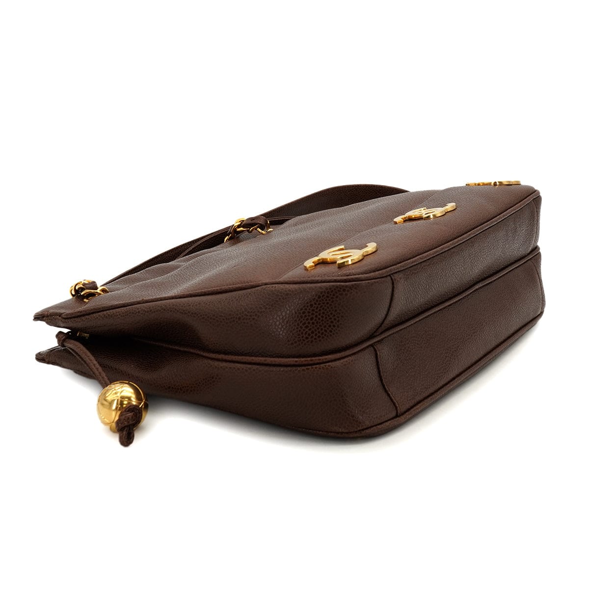 Luxury Promise Japan VINTAGE CHANEL TRIPLE COCO CHAIN SHOULDER BAG BROWN CAVIAR SKIN GOLD HARDWARE 90333760