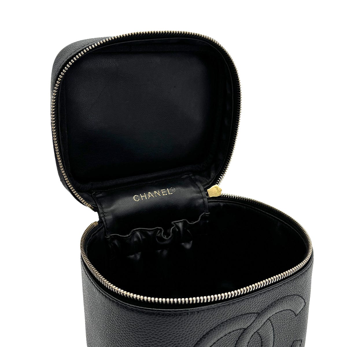 Luxury Promise Japan VINTAGE CHANEL VANITY HAND BAG BLACK CAVIAR SKIN 90319916