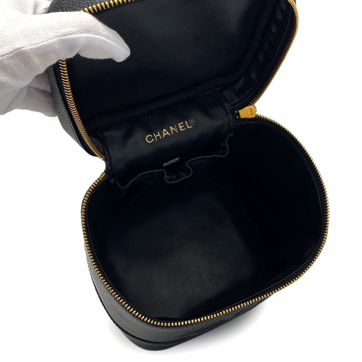 Luxury Promise Japan VINTAGE CHANEL VANITY HAND BAG BLACK CAVIAR SKIN 90324799