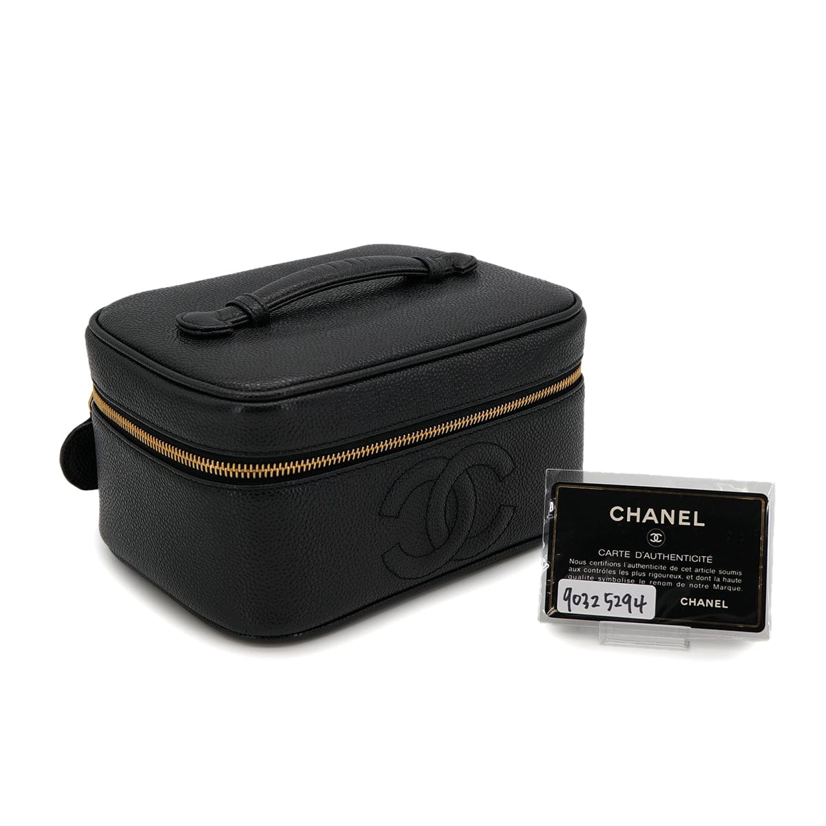 Luxury Promise Japan VINTAGE CHANEL VANITY HAND BAG BLACK CAVIAR SKIN 90325294