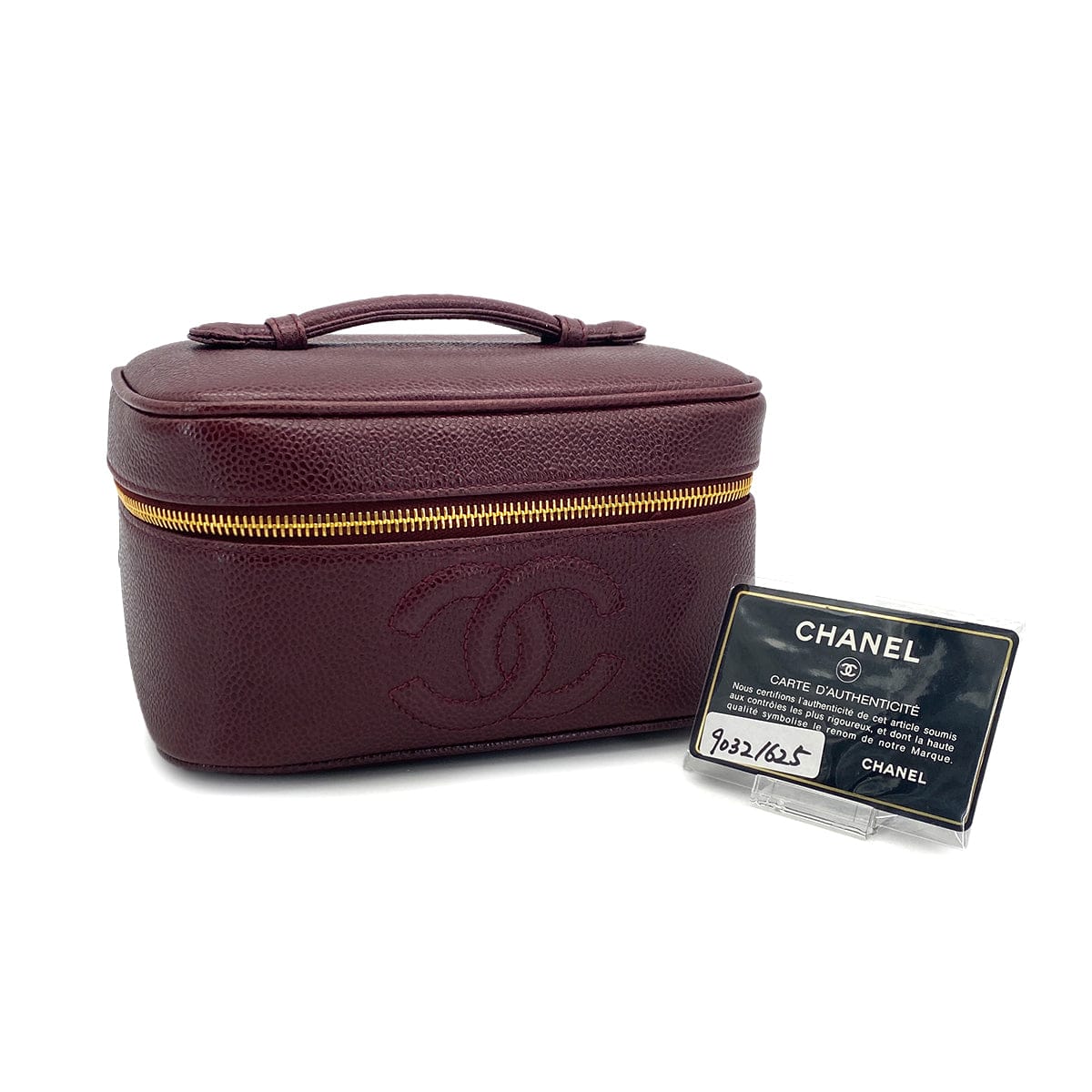 Luxury promise Japan VINTAGE CHANEL VANITY HAND BAG BORDEAUX CAVIAR SKIN GOLD HARDWARE 90321625