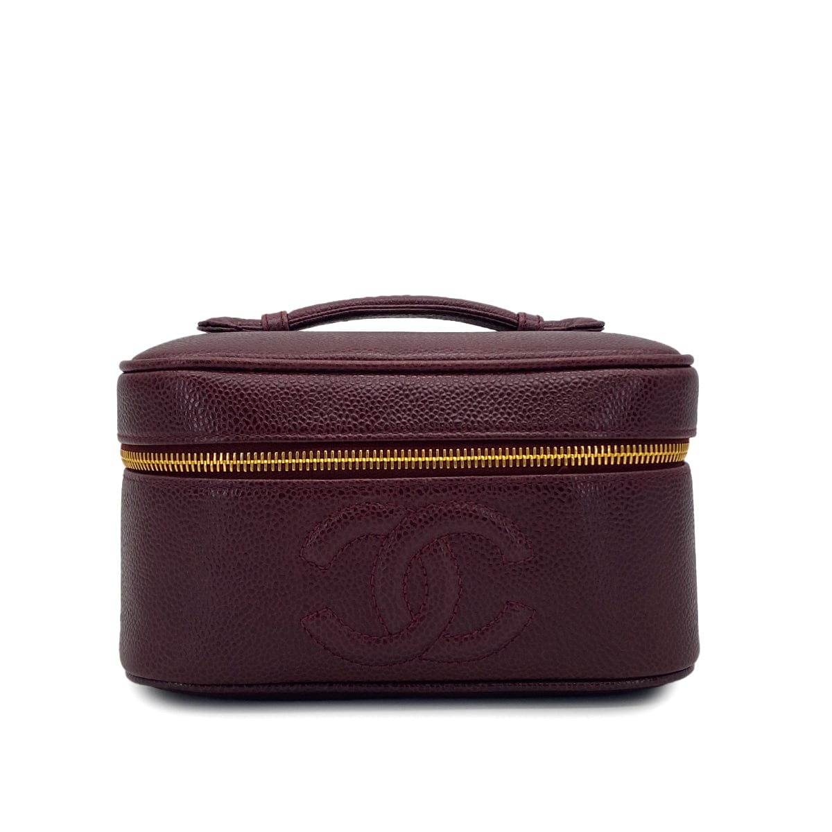 Luxury promise Japan VINTAGE CHANEL VANITY HAND BAG BORDEAUX CAVIAR SKIN GOLD HARDWARE 90321625