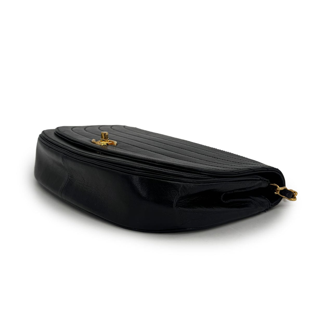 Luxury Promise Japan VINTAGE CHANEL WAVE STITCH CHAIN SHOULDER BAG BLACK LAMB SKIN GOLD HARDWARE 90324278