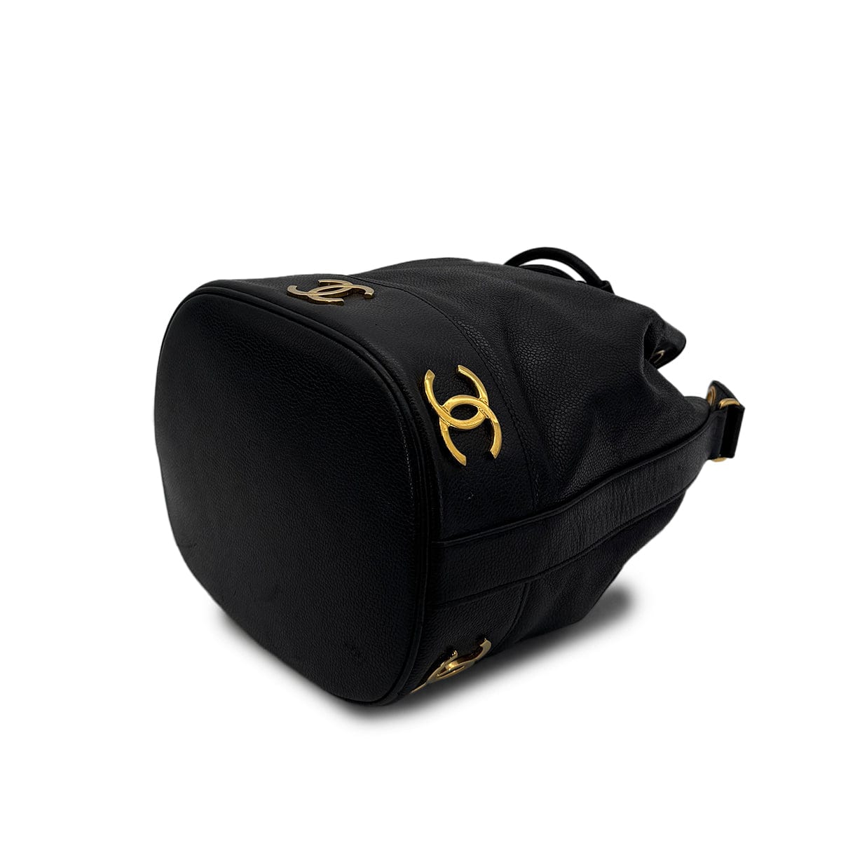 Luxury Promise Japanm1 CHANEL VINTAGE TRIPLE COCOMARK DRAWSTRING CHAIN SHOULDER BAG BLACK CAVIAR SKIN 90305117