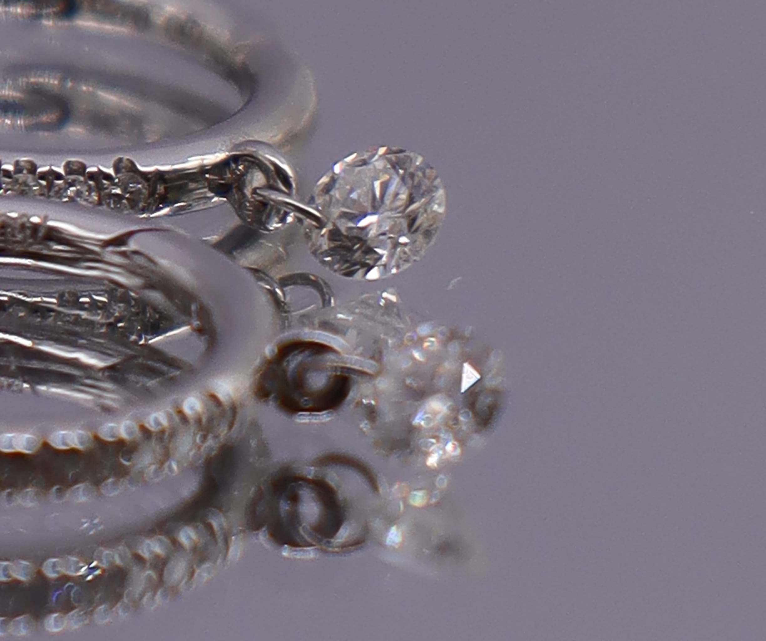 Luxury Promise 0.25ct Rose cut diamond single drop hoop earrings white gold E7571