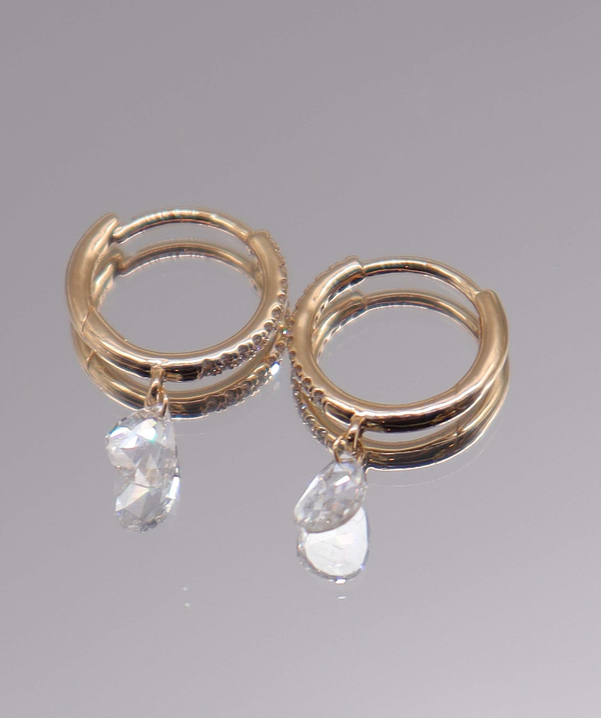 Luxury Promise 0.35CT White Pear Rosecut  EARRINGS E7859