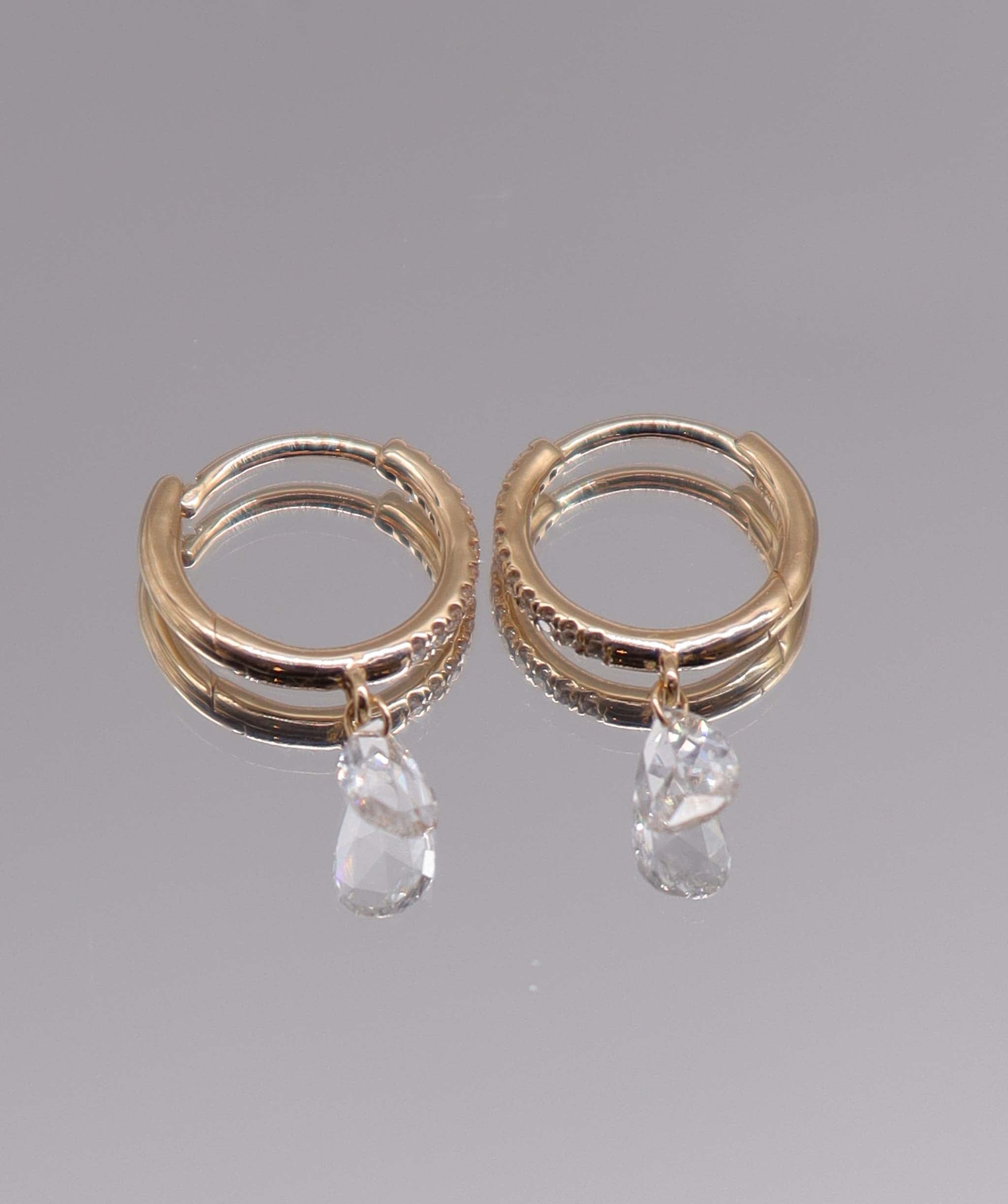 Luxury Promise 0.35CT White Pear Rosecut  EARRINGS E7859
