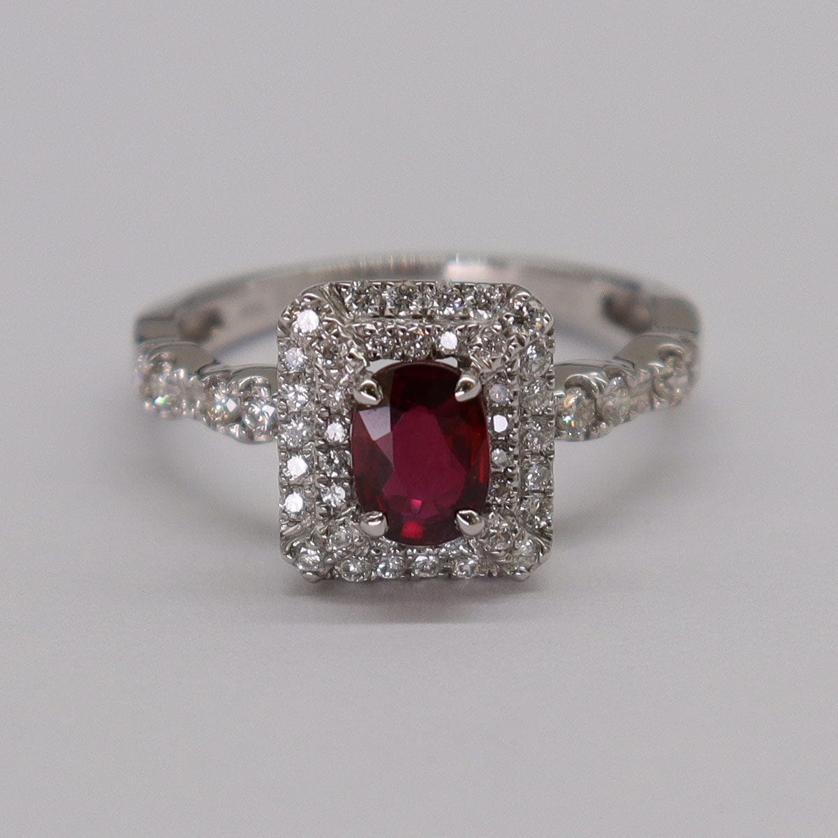 Luxury Promise 0.41ct Ruby 0.40ct Diamond 18K WG Ring Size 5 DXBS5589