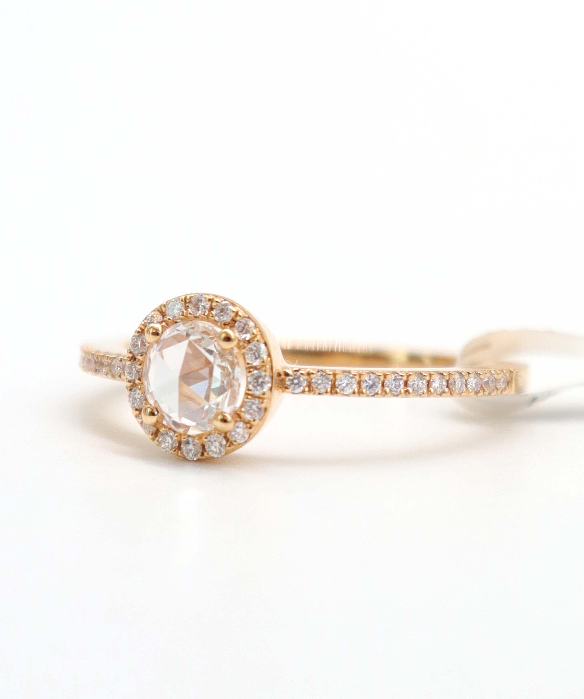 Luxury Promise 0.45CT WHITE ROSECUT SMALL DIAMONDS RING SIZE 54 YG R2422