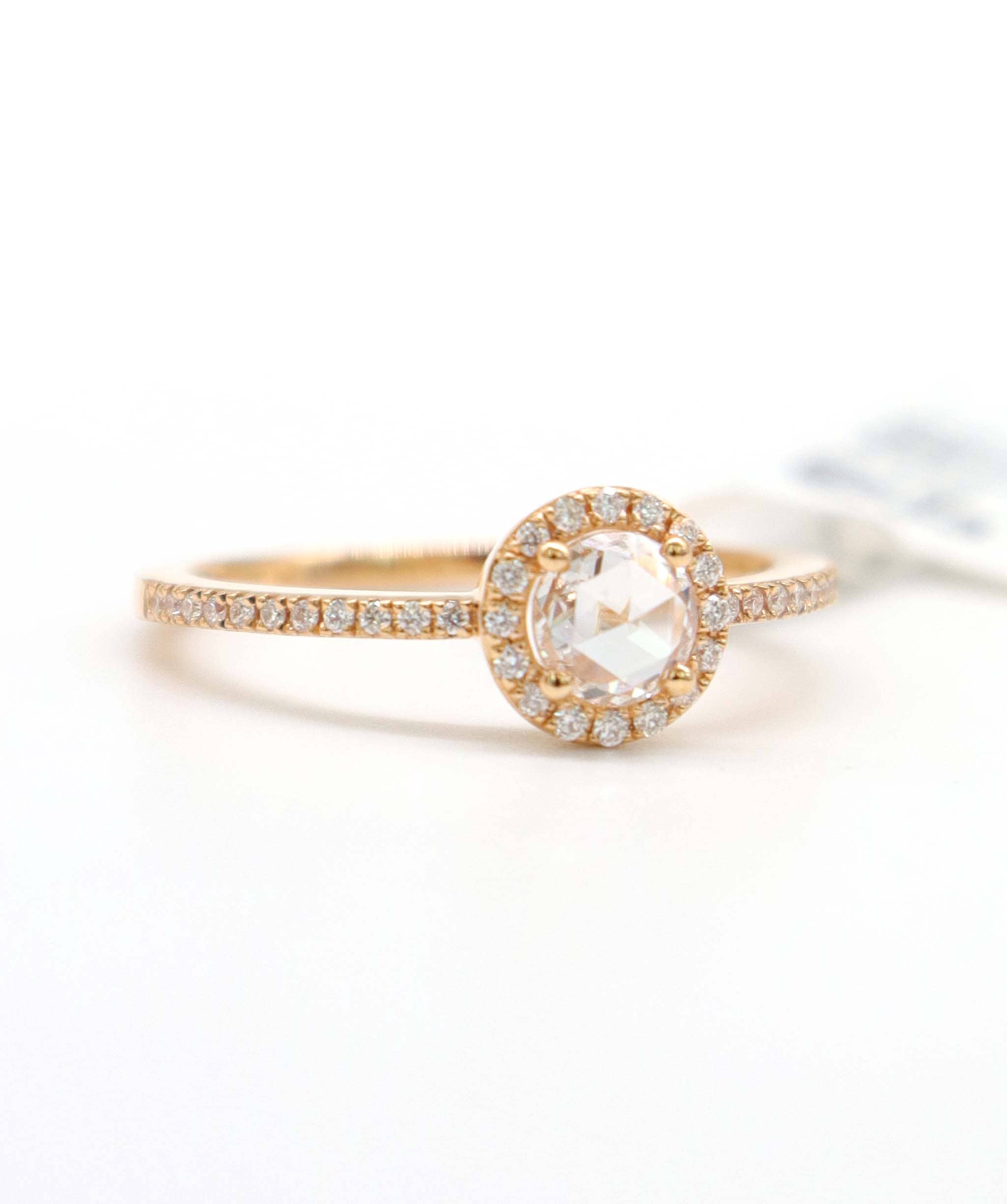 Luxury Promise 0.45CT WHITE ROSECUT SMALL DIAMONDS RING SIZE 54 YG R2422