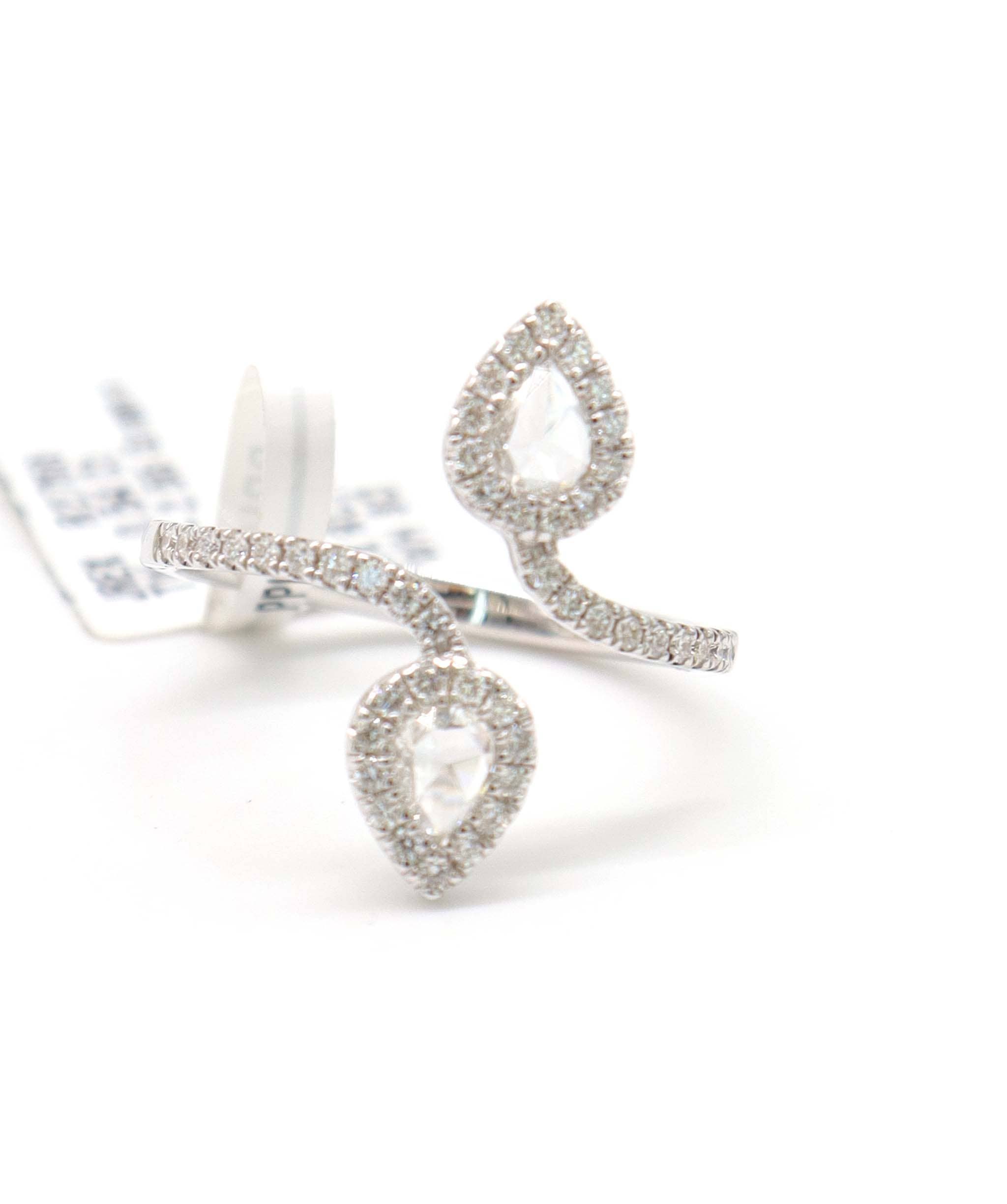 Luxury Promise 0.54CT WHITE ROSECUT PEAR SMALL DIAMONDS SIZE 54 WG R2768
