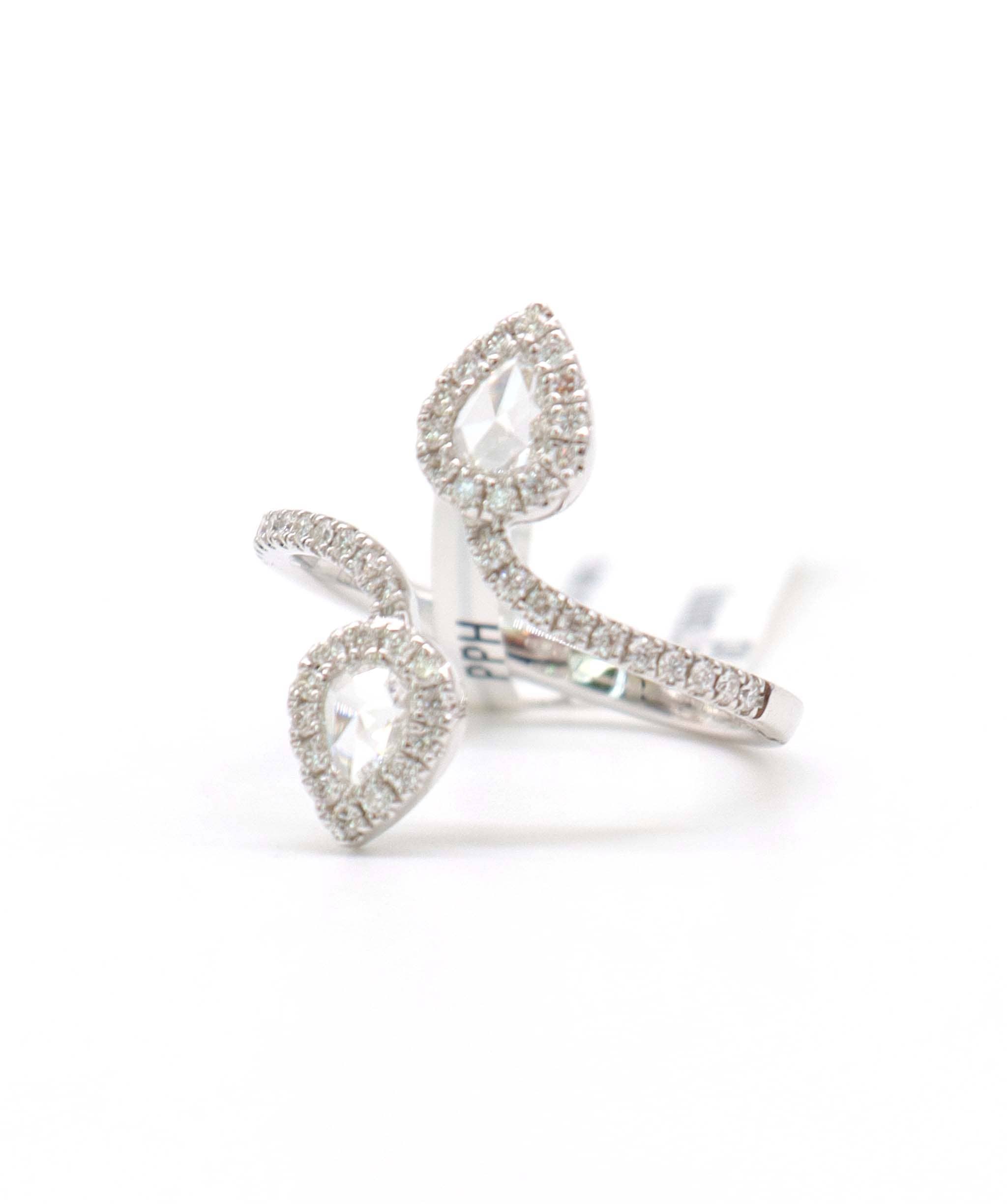 Luxury Promise 0.54CT WHITE ROSECUT PEAR SMALL DIAMONDS SIZE 54 WG R2768