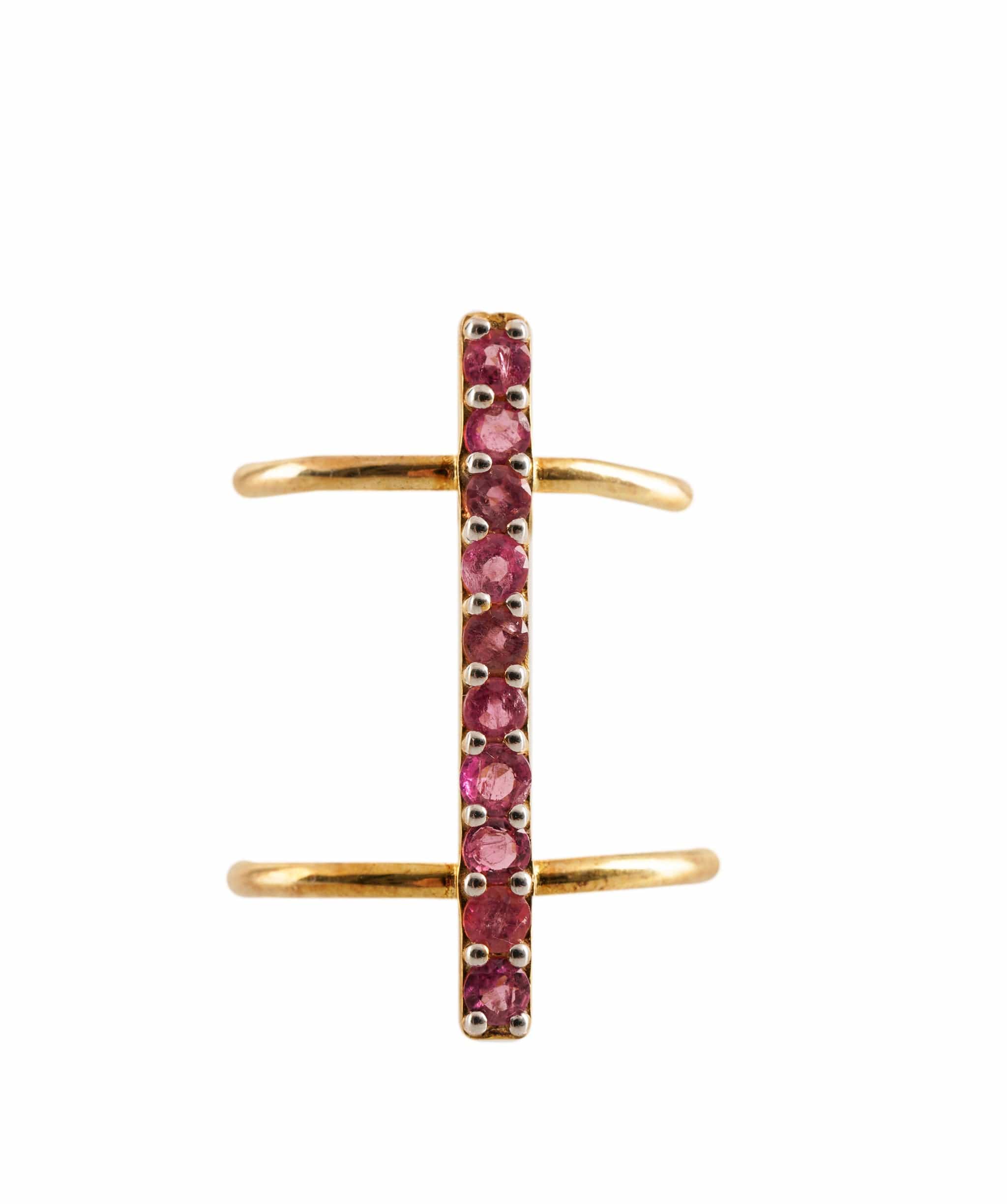 Luxury Promise 0.62ct Pink tourmaline 925 Silver Bi-Colour Ring Size 57 ALC3119