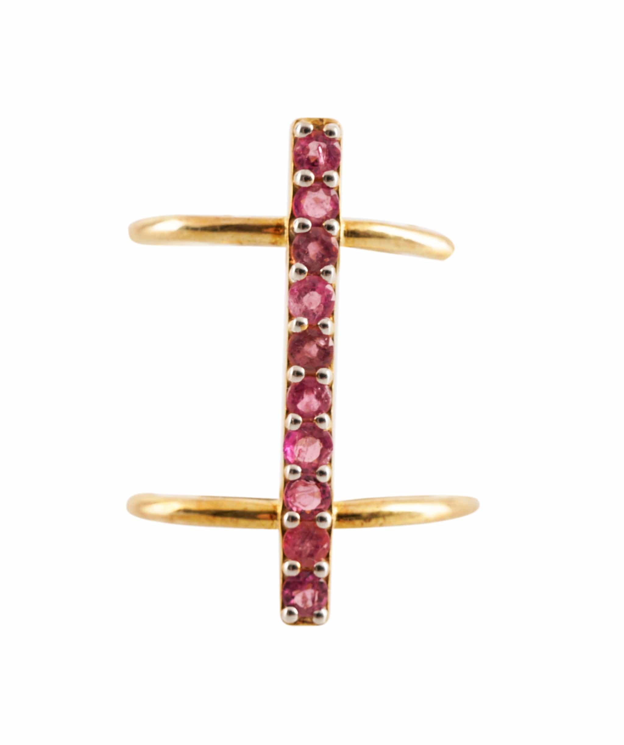 Luxury Promise 0.62ct Pink tourmaline 925 Silver Bi-Colour Ring Size 57 ALC3119