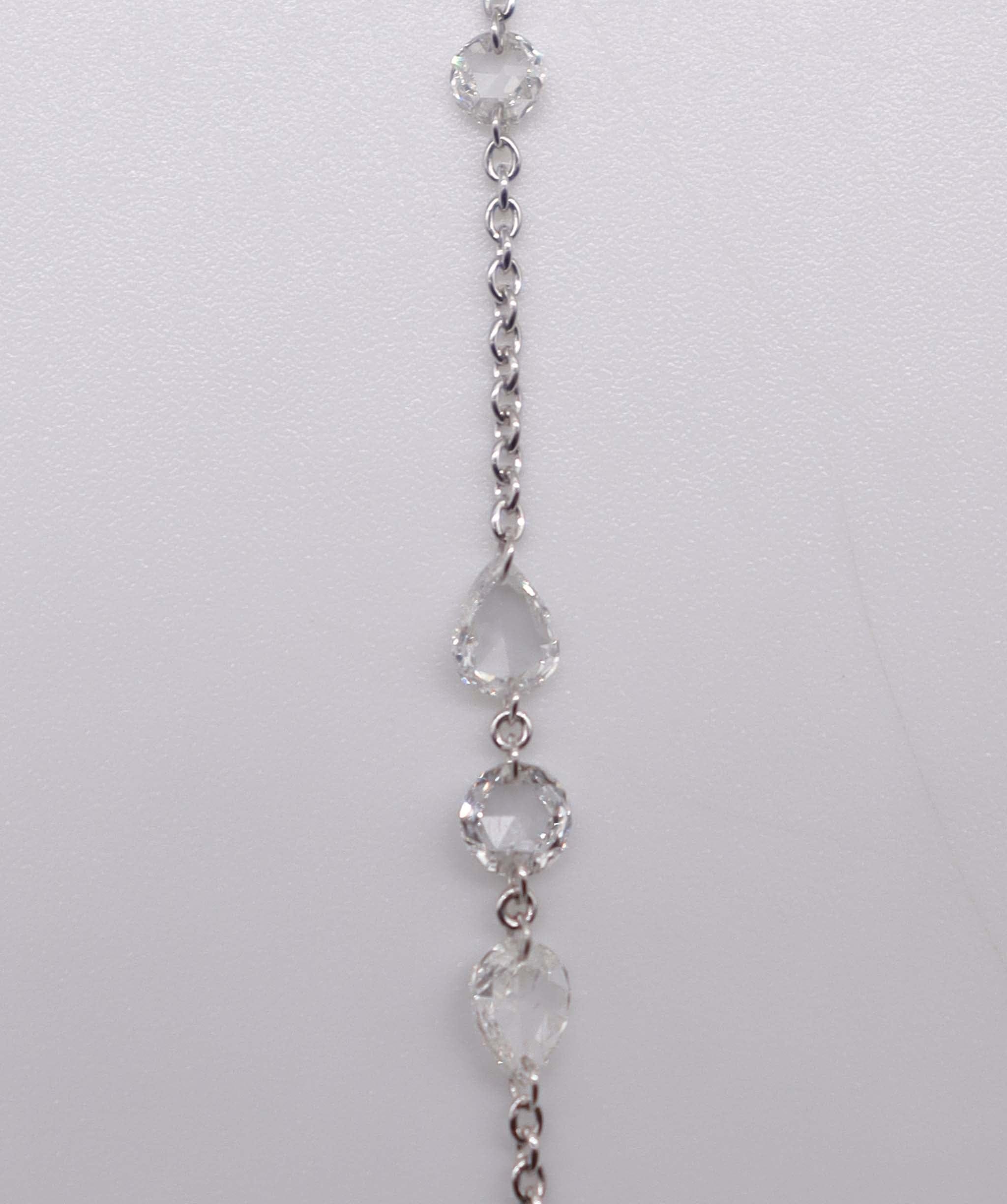 Luxury Promise 0.62CT White Pear Rosecut White Rosecut Diamonds HANDCHAIN B3338