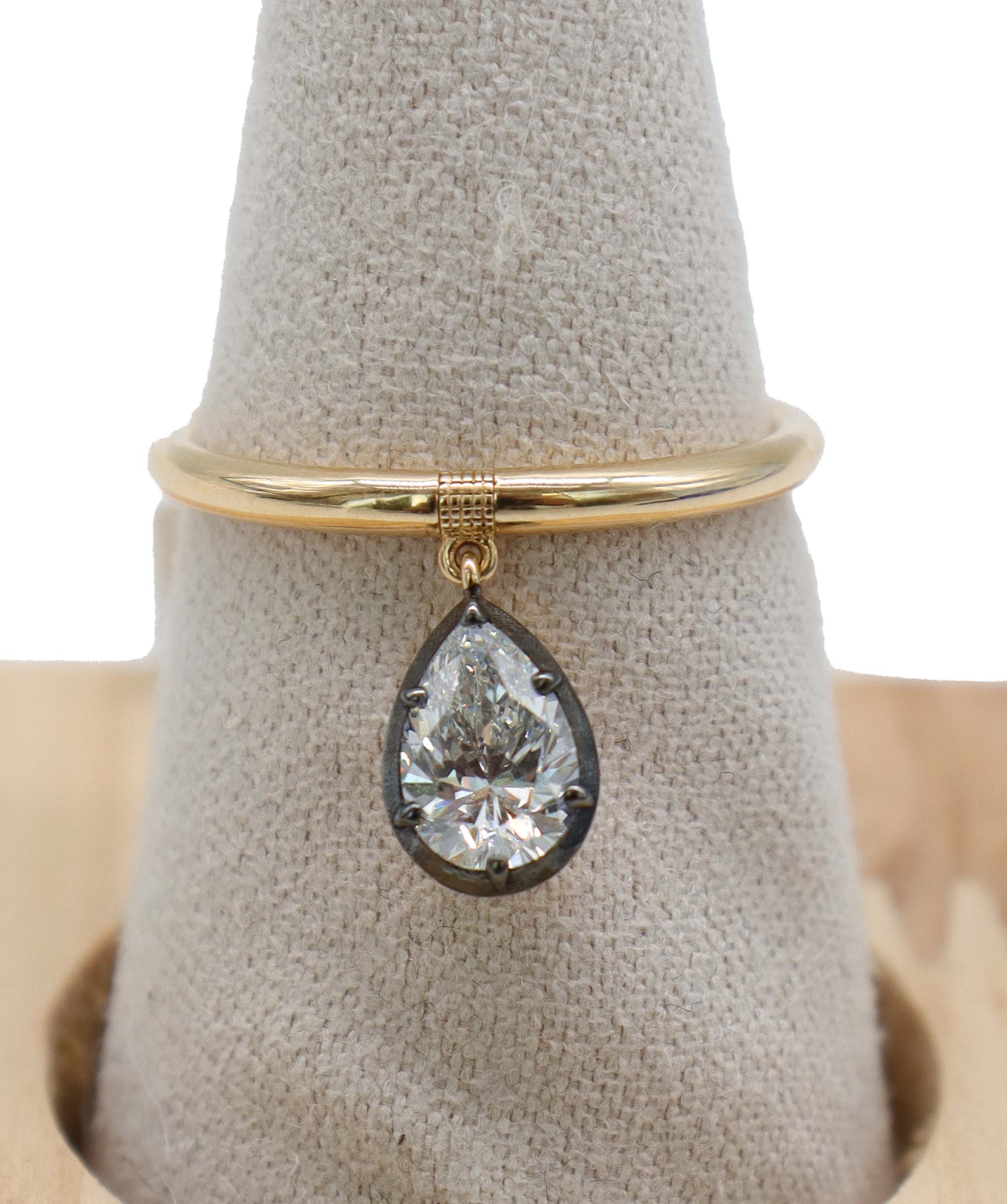 Luxury Promise 0.77CT EX PEAR FULL CUT (G-H/VS-SI) RING SIZE 54 R4515