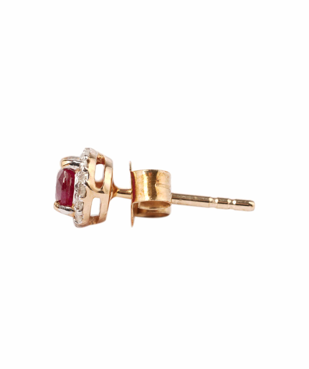 Luxury Promise 0.79ct Ruby and 1.6ct White Topaz 9K Yellow Gold Push & Post Earrings - 1.403g ANC2048