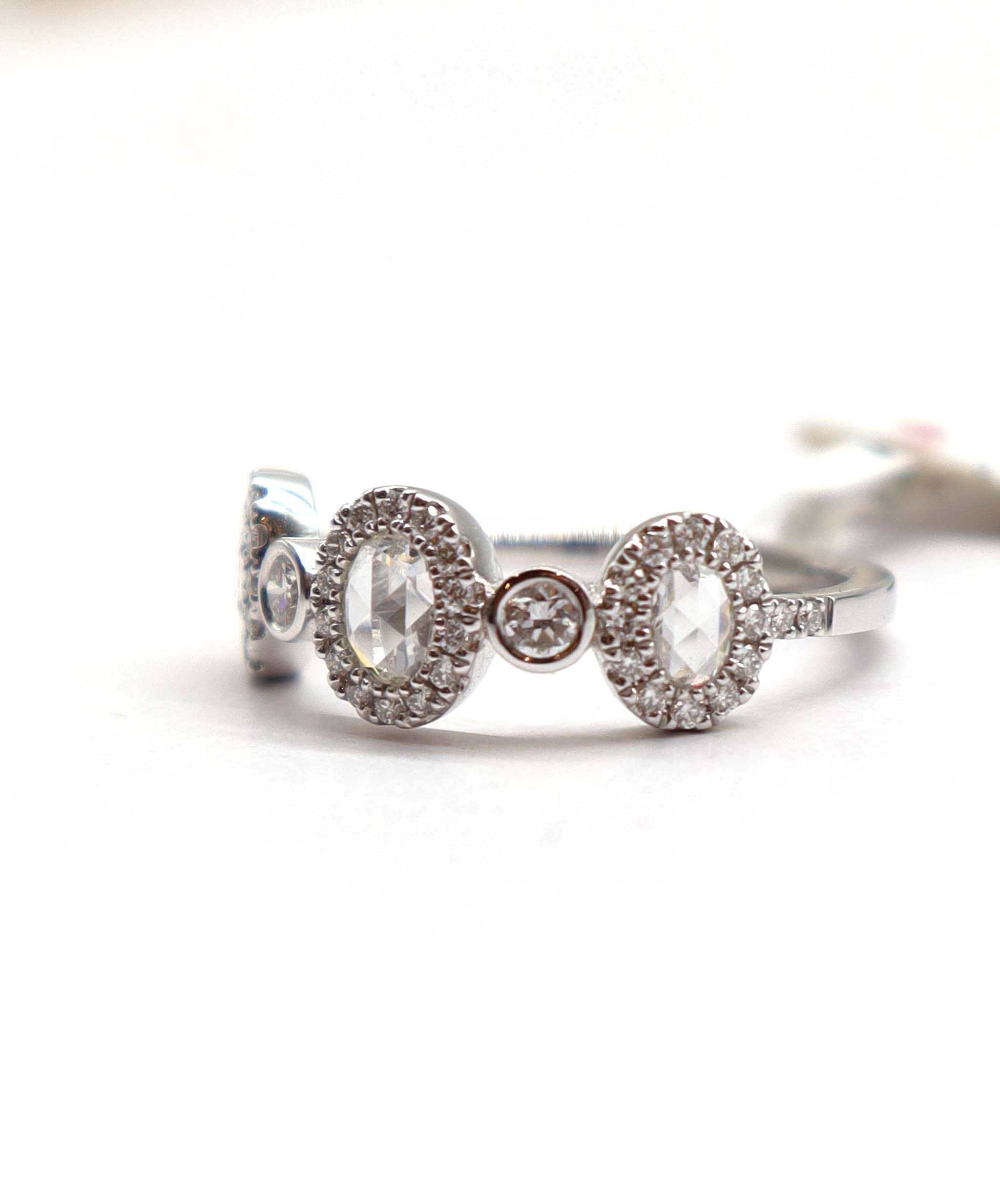Luxury Promise 0.82ct SMALL DIAMONDS WHITE  PEAR ROSE CUT RING R2659