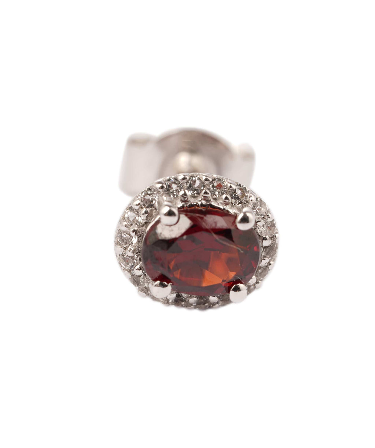 Luxury Promise 0.85ct Red Garnet & 0.146ct White Topaz 9K White Gold Push & Post Earrings - 1.4g ANC2053