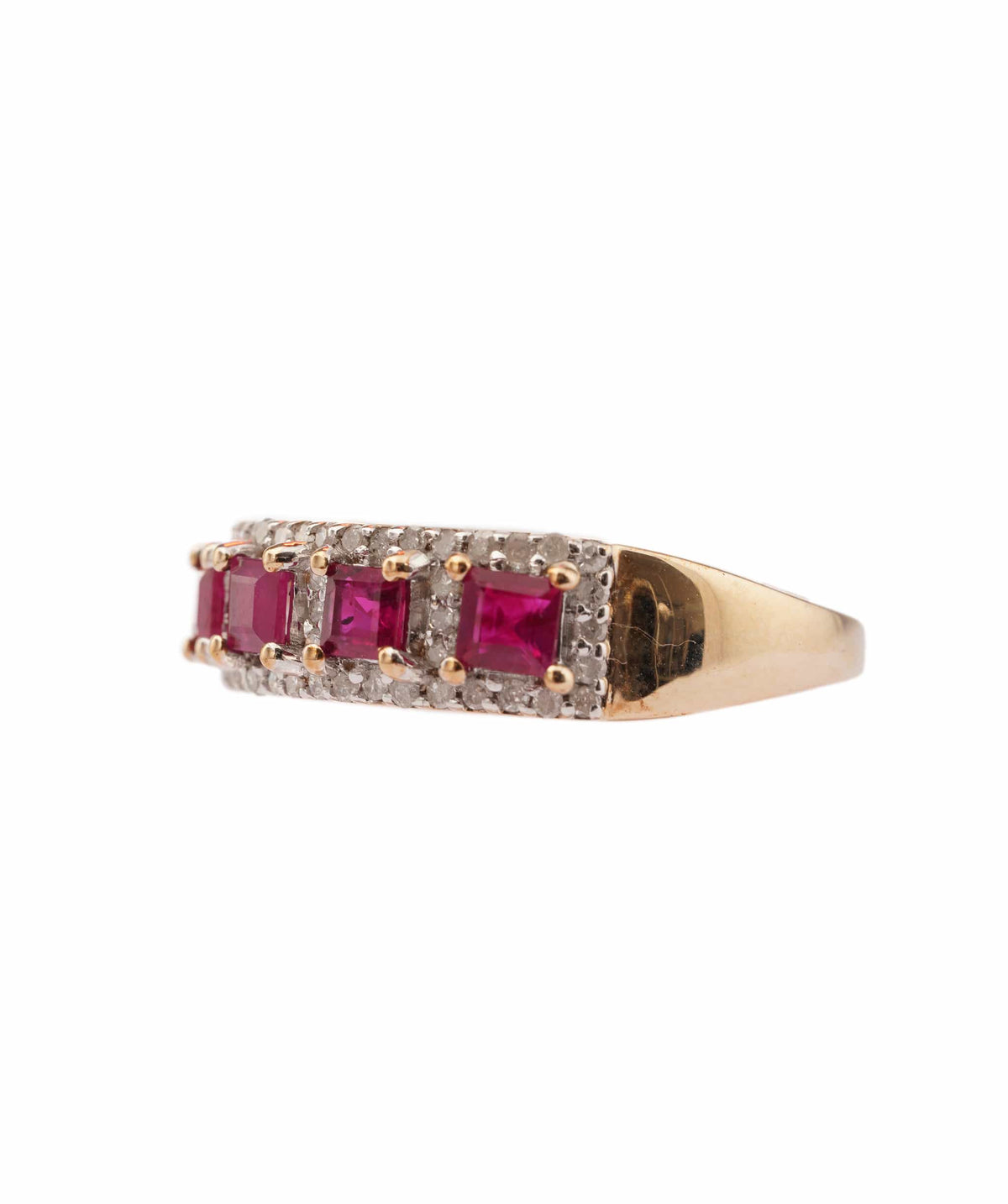 Luxury Promise 0.86ct Ruby & Diamond 9K Yellow Gold Ring - 2.803g, Size 7 ANC2056