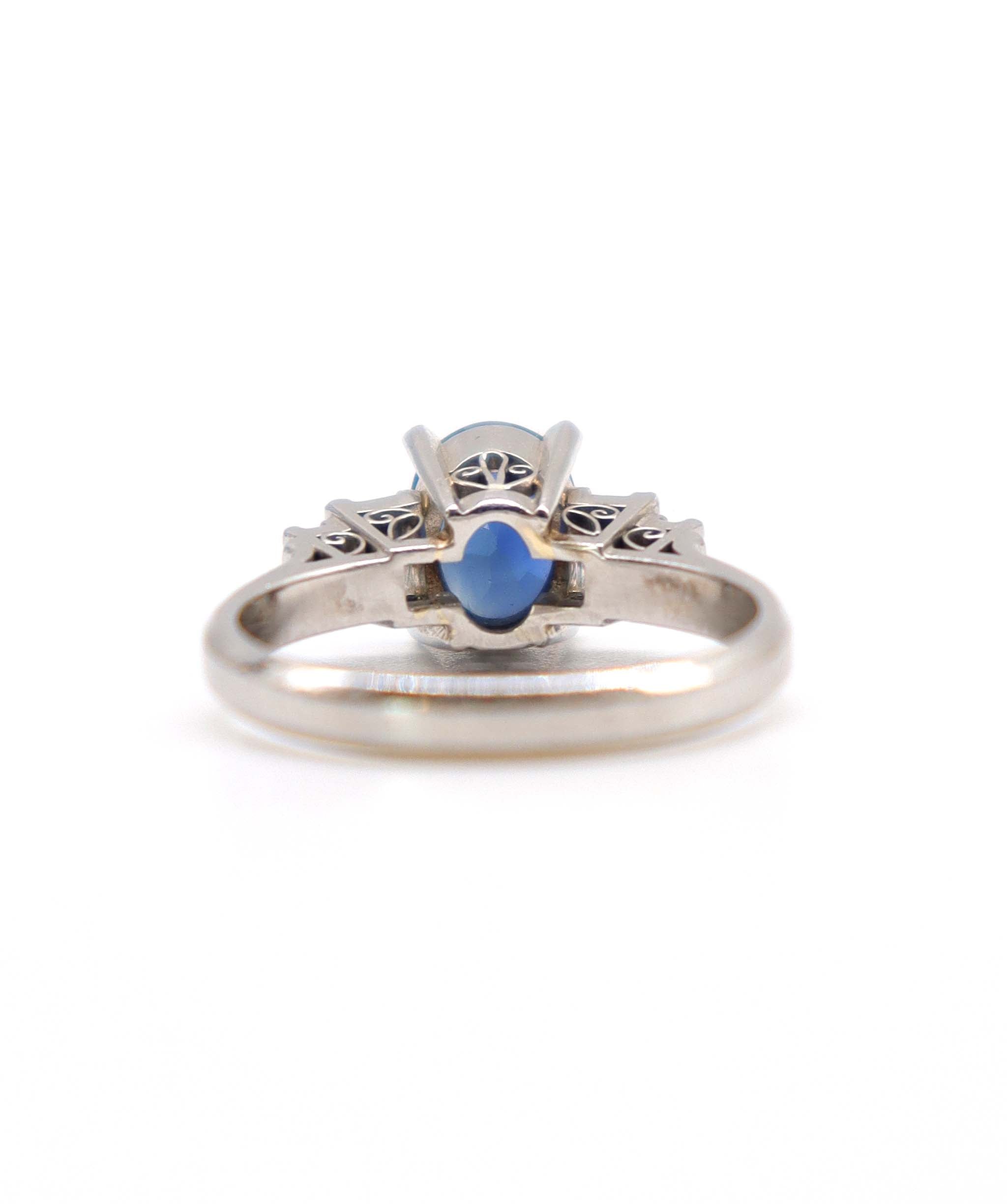 Luxury Promise 0.88ct sapphire 0.32ct diamond platinum size 52 ring DXBS4364