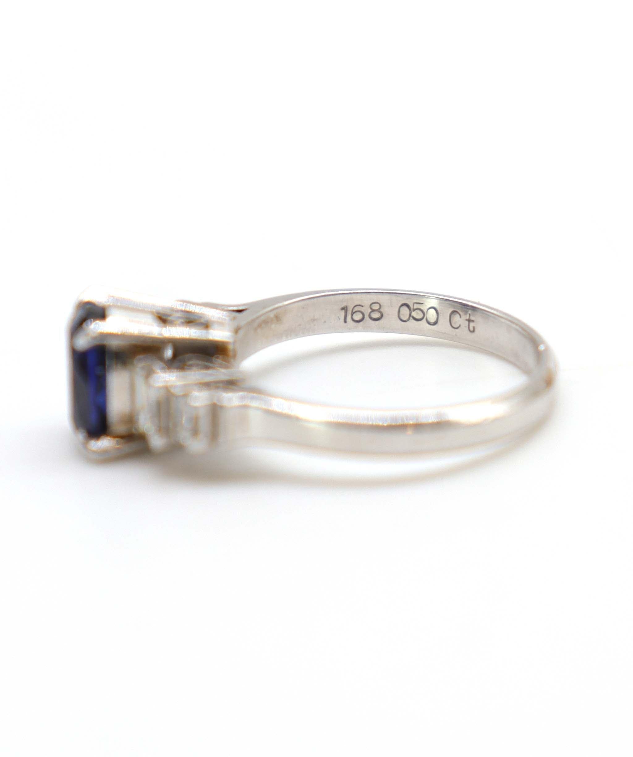 Luxury Promise 0.88ct sapphire 0.32ct diamond platinum size 52 ring DXBS4364