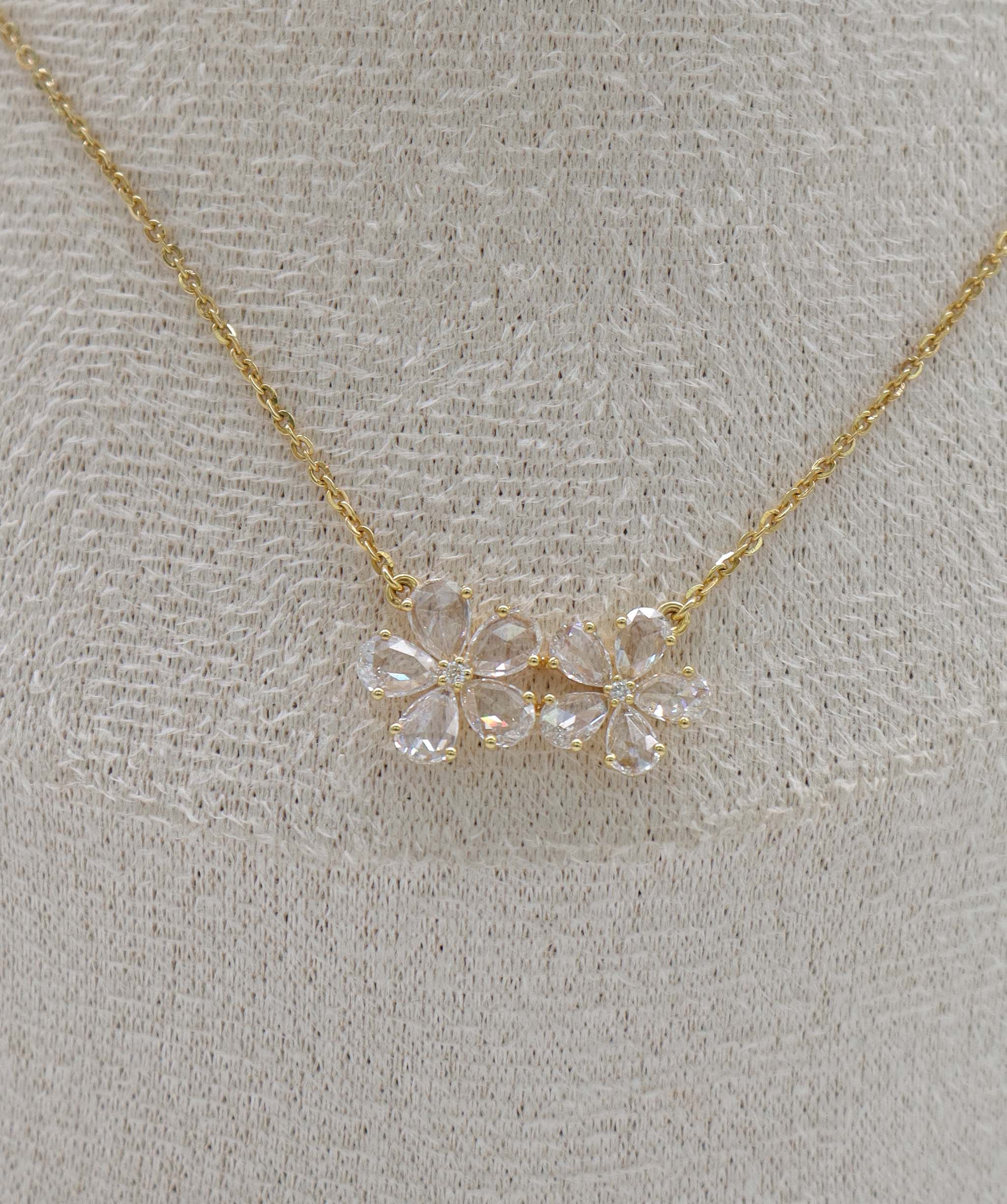 Luxury Promise 1.01ct SMALL DIAMONDS WHITE WH PEAR ROSECUT NECKLACE C8845