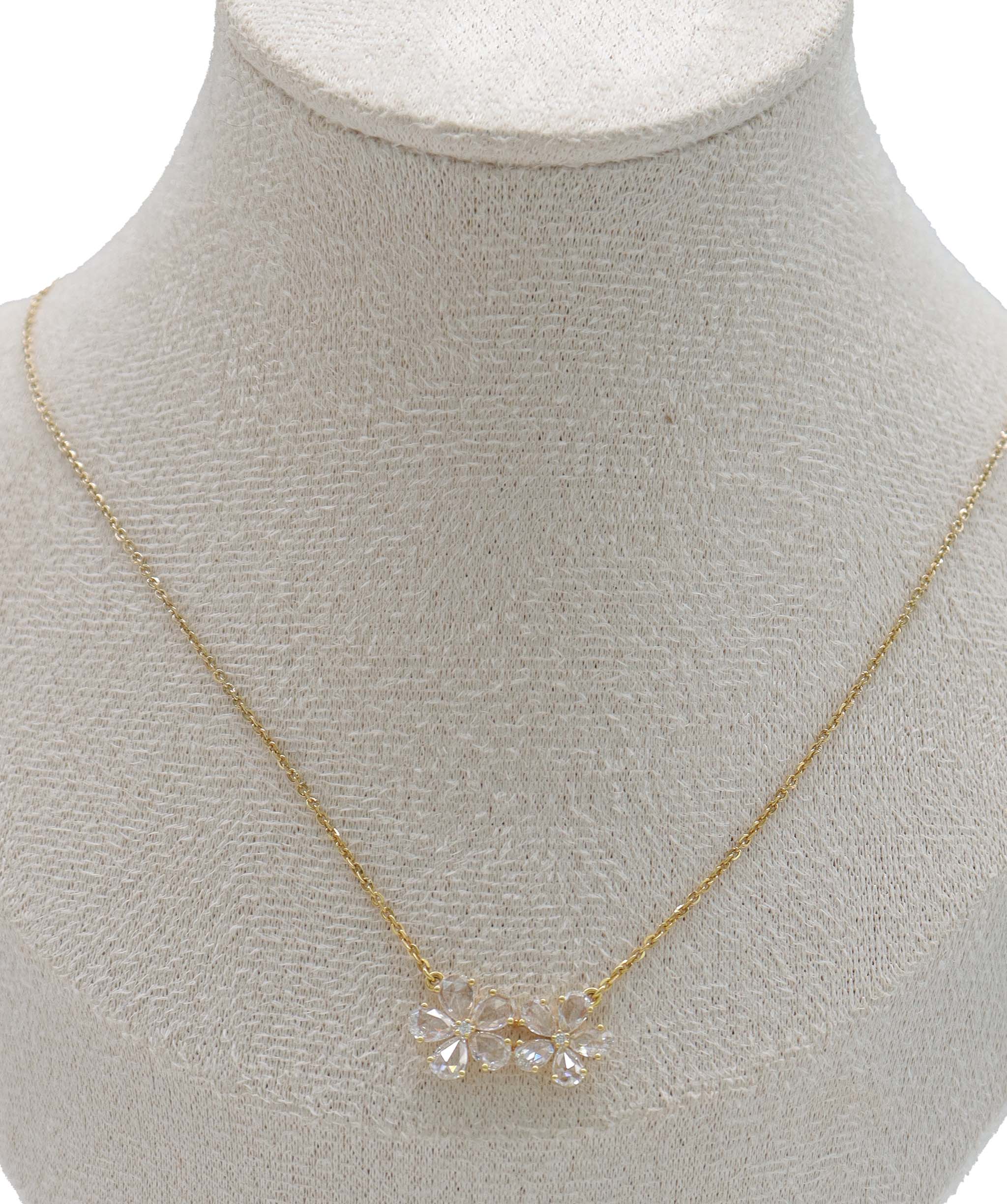 Luxury Promise 1.01ct SMALL DIAMONDS WHITE WH PEAR ROSECUT NECKLACE C8845