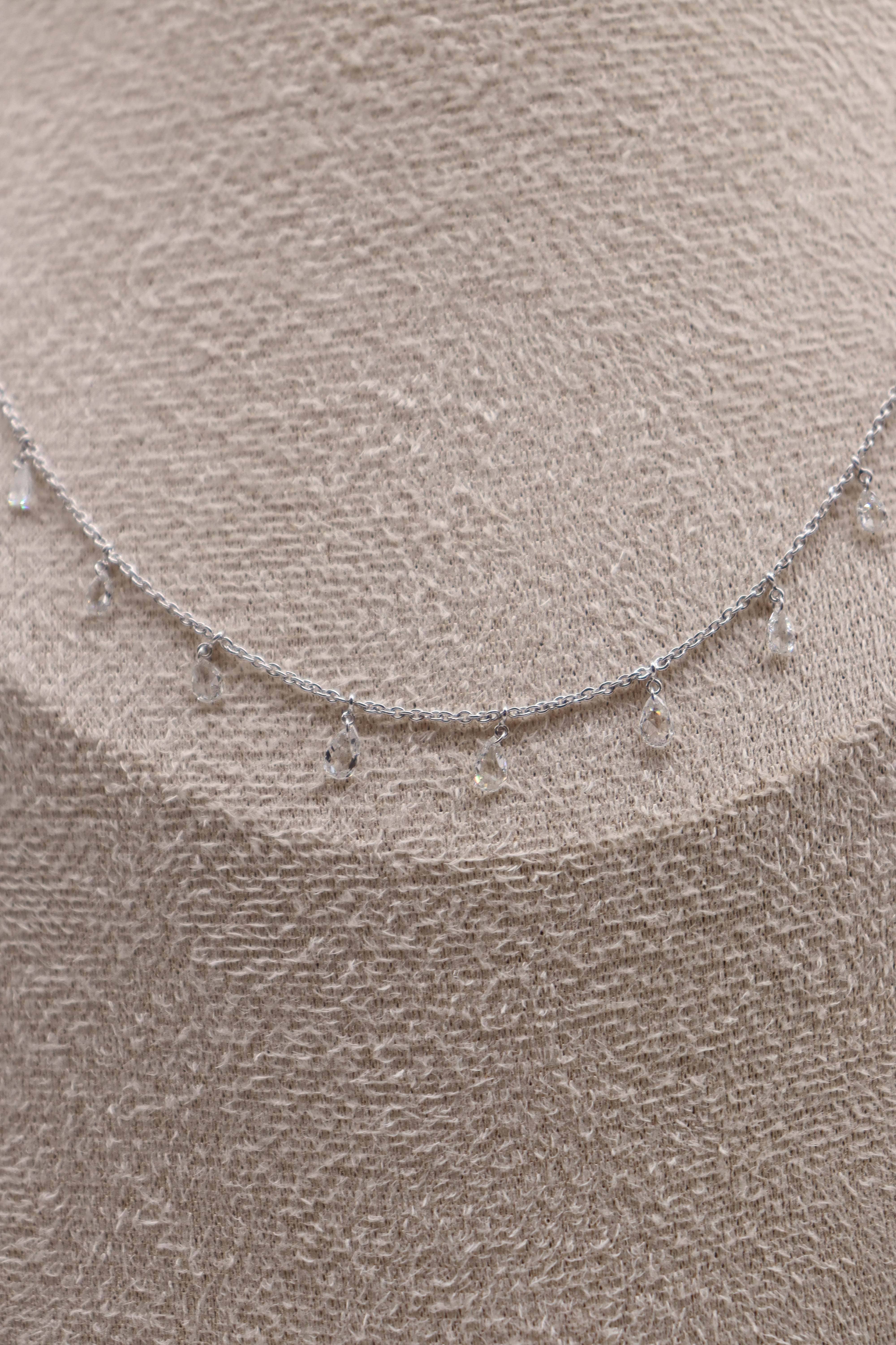 Luxury Promise 1.07CT White Pear Rosecut  NECKLACE C12455