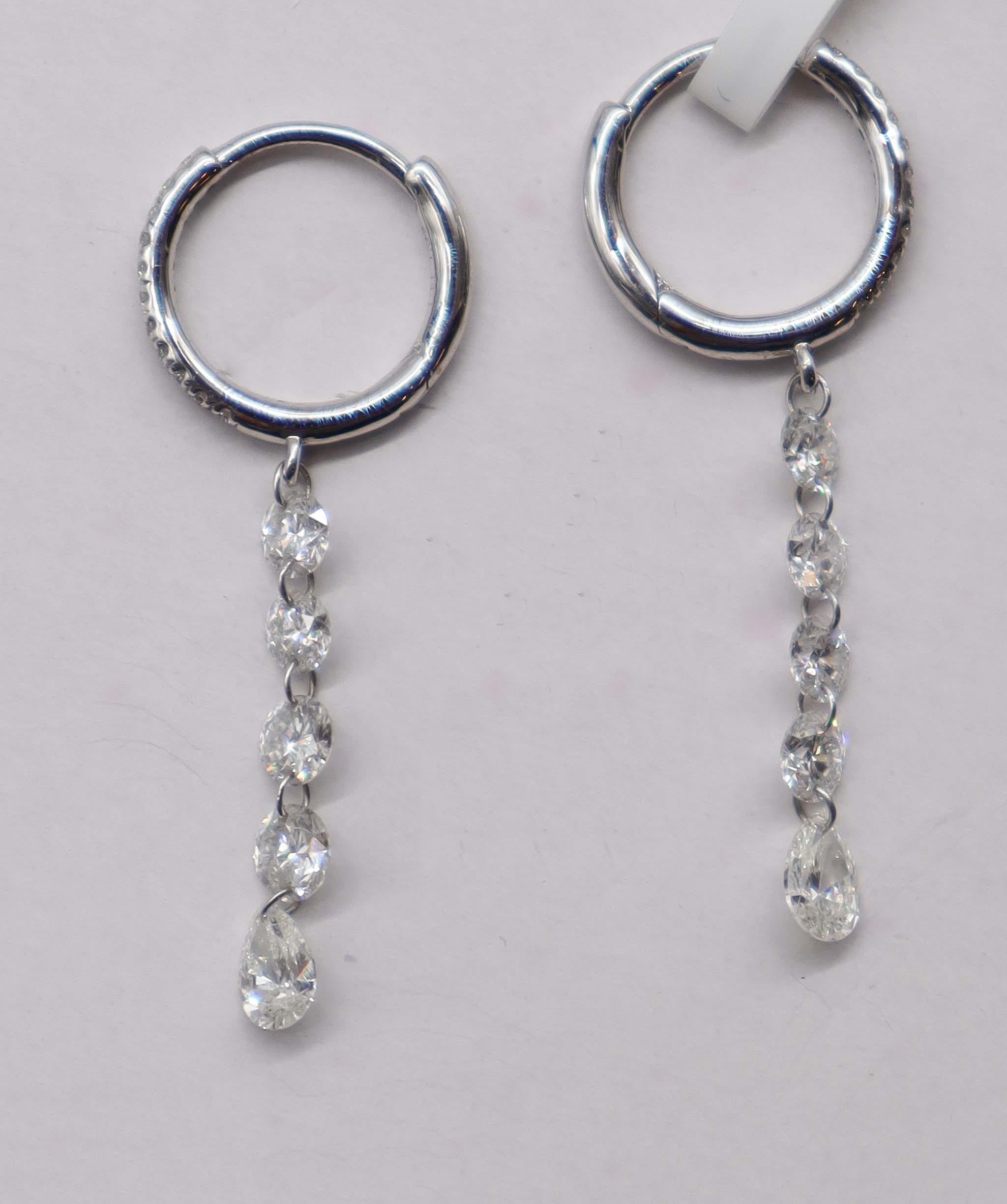 Luxury Promise 1.08ct  SMALL DIAMONDS WHITE PEAR FULLCUT EARRINGS E7899