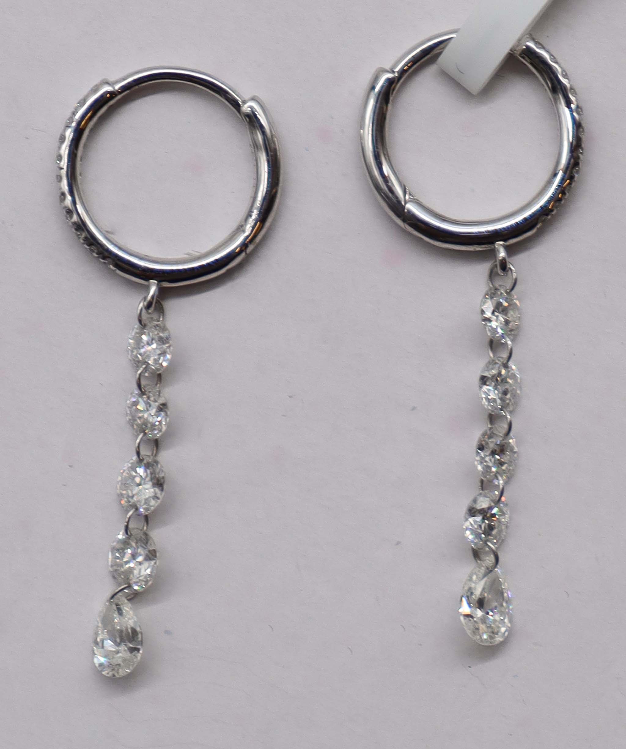 Luxury Promise 1.08ct  SMALL DIAMONDS WHITE PEAR FULLCUT EARRINGS E7899