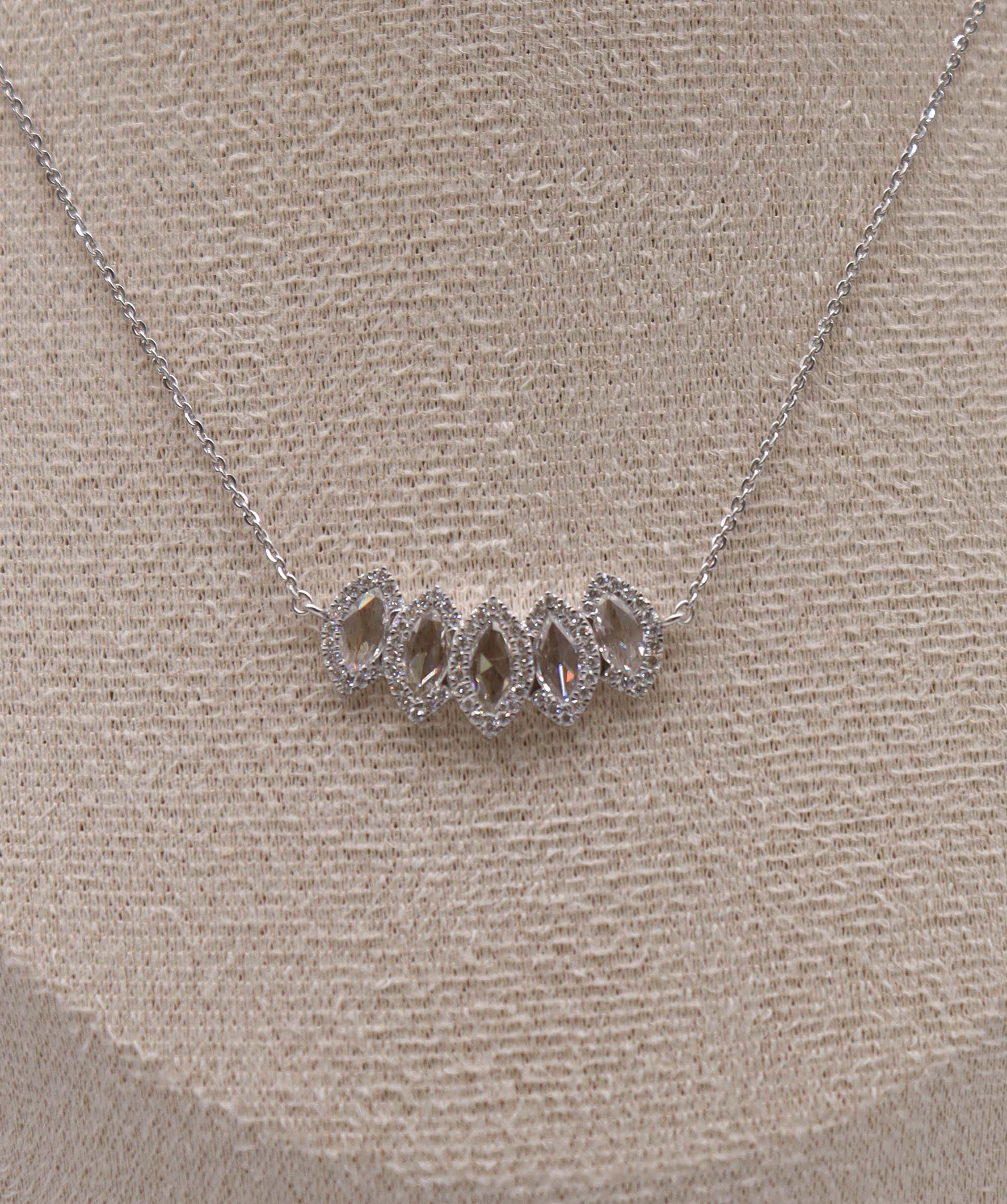 Luxury Promise 1.11ct Rose Cut Diamond Necklace White Gold C9331