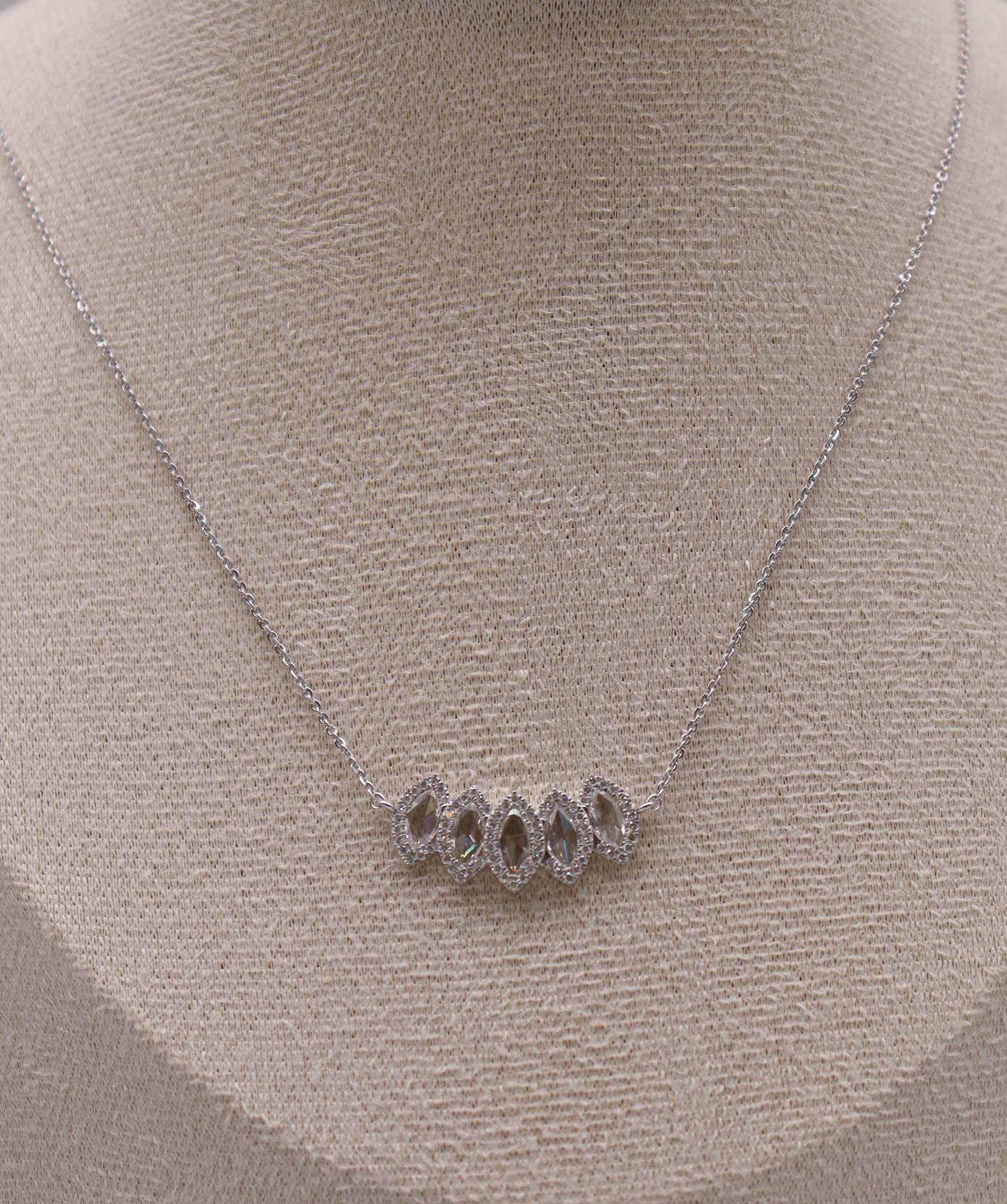 Luxury Promise 1.11ct Rose Cut Diamond Necklace White Gold C9331