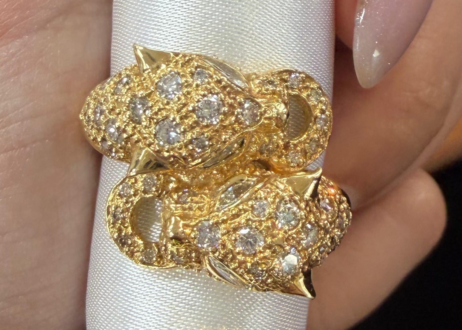 Luxury Promise 1.15ct Diamond Double Leopard in K18 8.0g / J6184 JJC1151