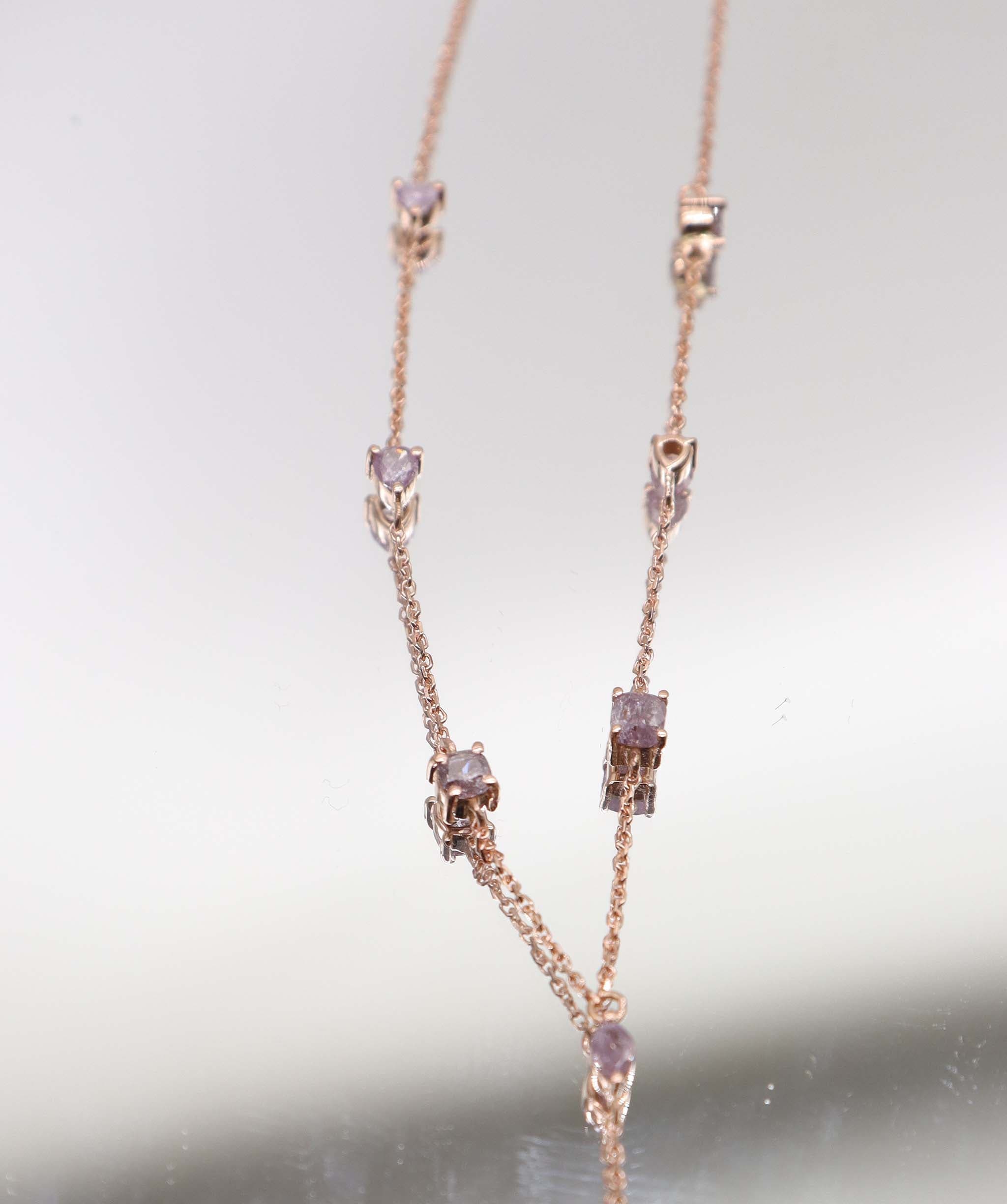 Luxury Promise 1.23ct Pink Diamond RG Lariat Necklace DXBS5620