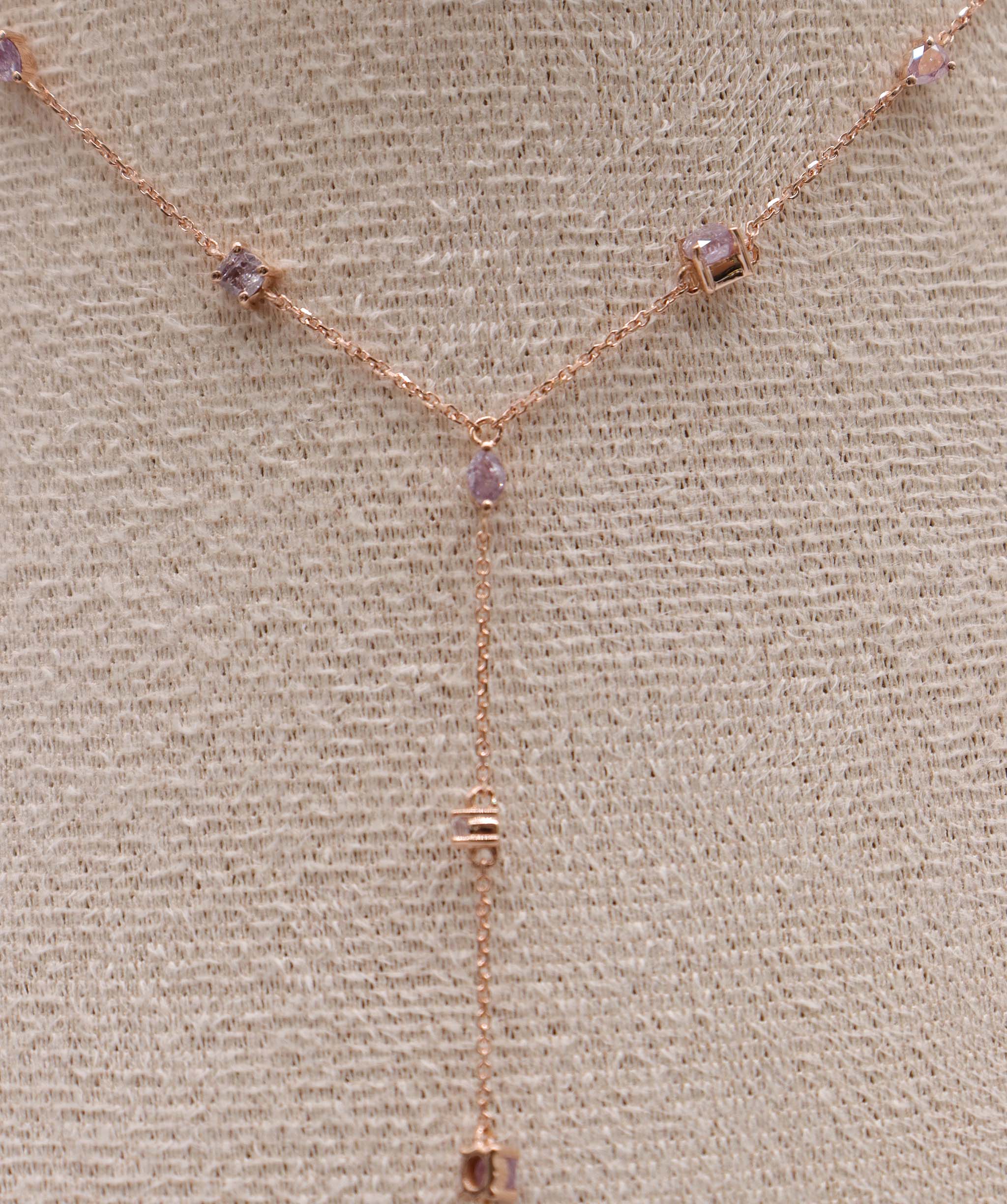 Luxury Promise 1.23ct Pink Diamond RG Lariat Necklace DXBS5620