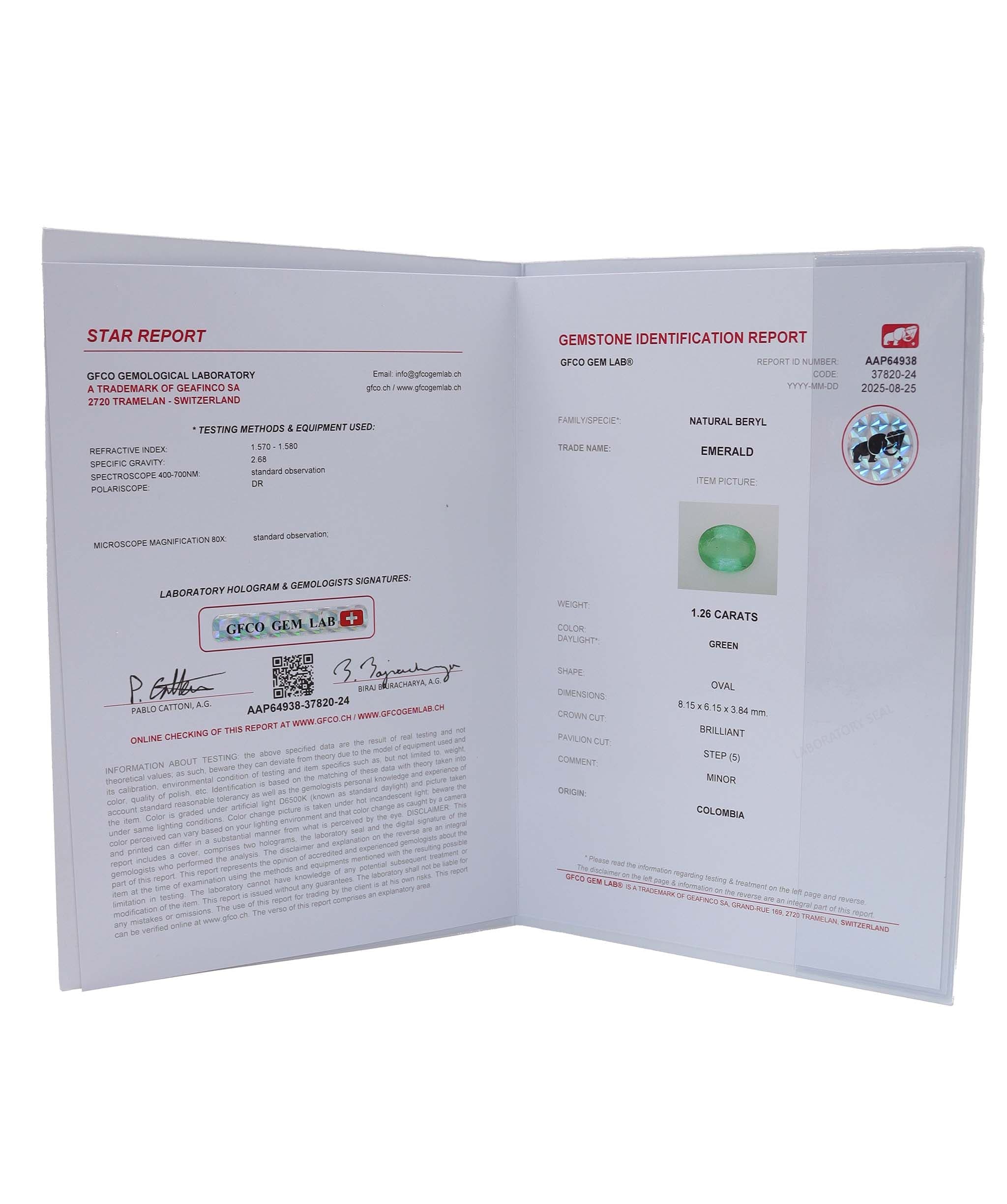 Luxury Promise 1.26ct Columbian Emeralds DXBCS0027