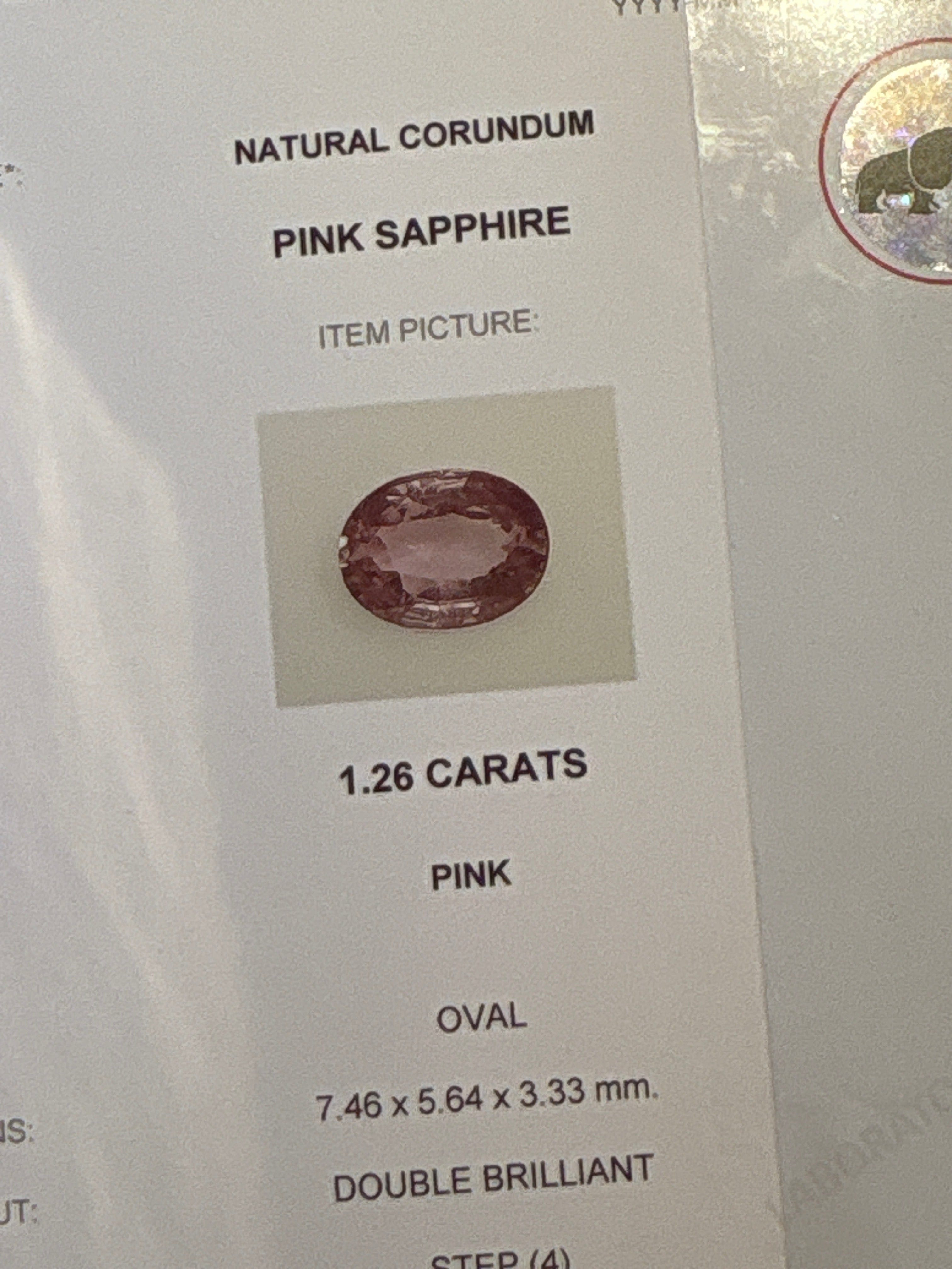 Luxury Promise 1.26ct Oval Pink Sapphire with Lab Report (No heat) DXBCD0739