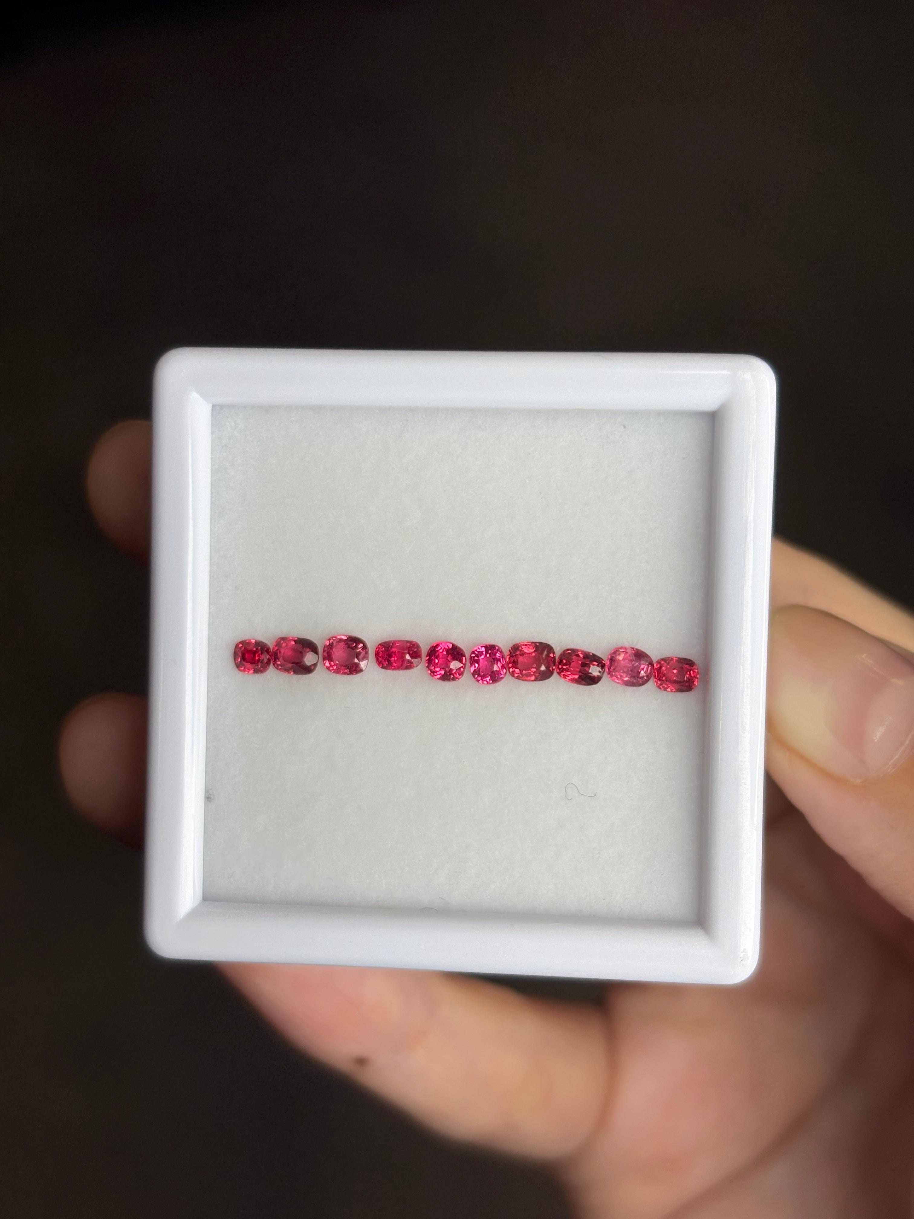 Luxury Promise 1.27ct Hot Pink Jedi Spinel Burma Set 10pcs DXBCS2638