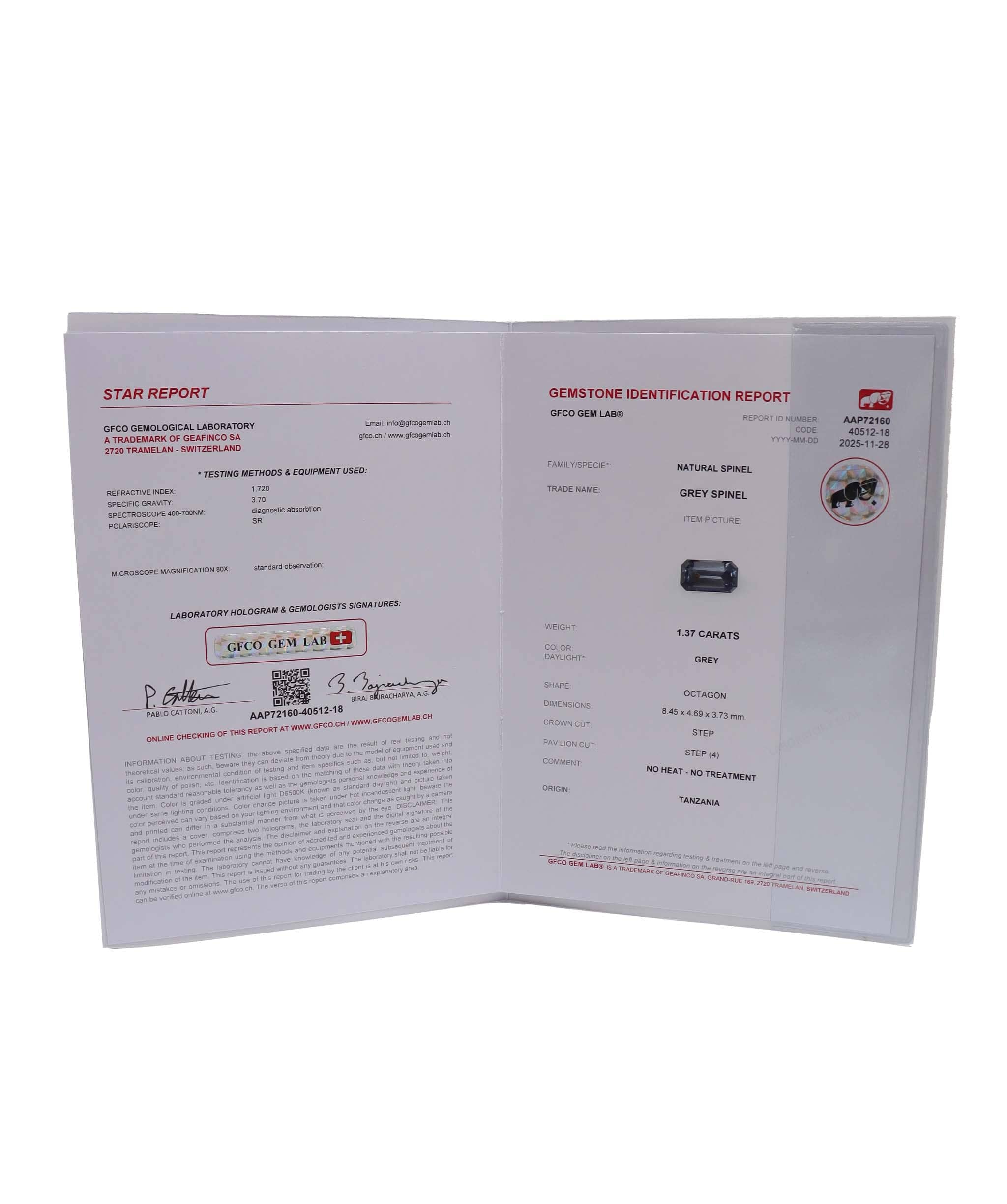 Luxury Promise 1.37ct  Tanzania Spinel T01730