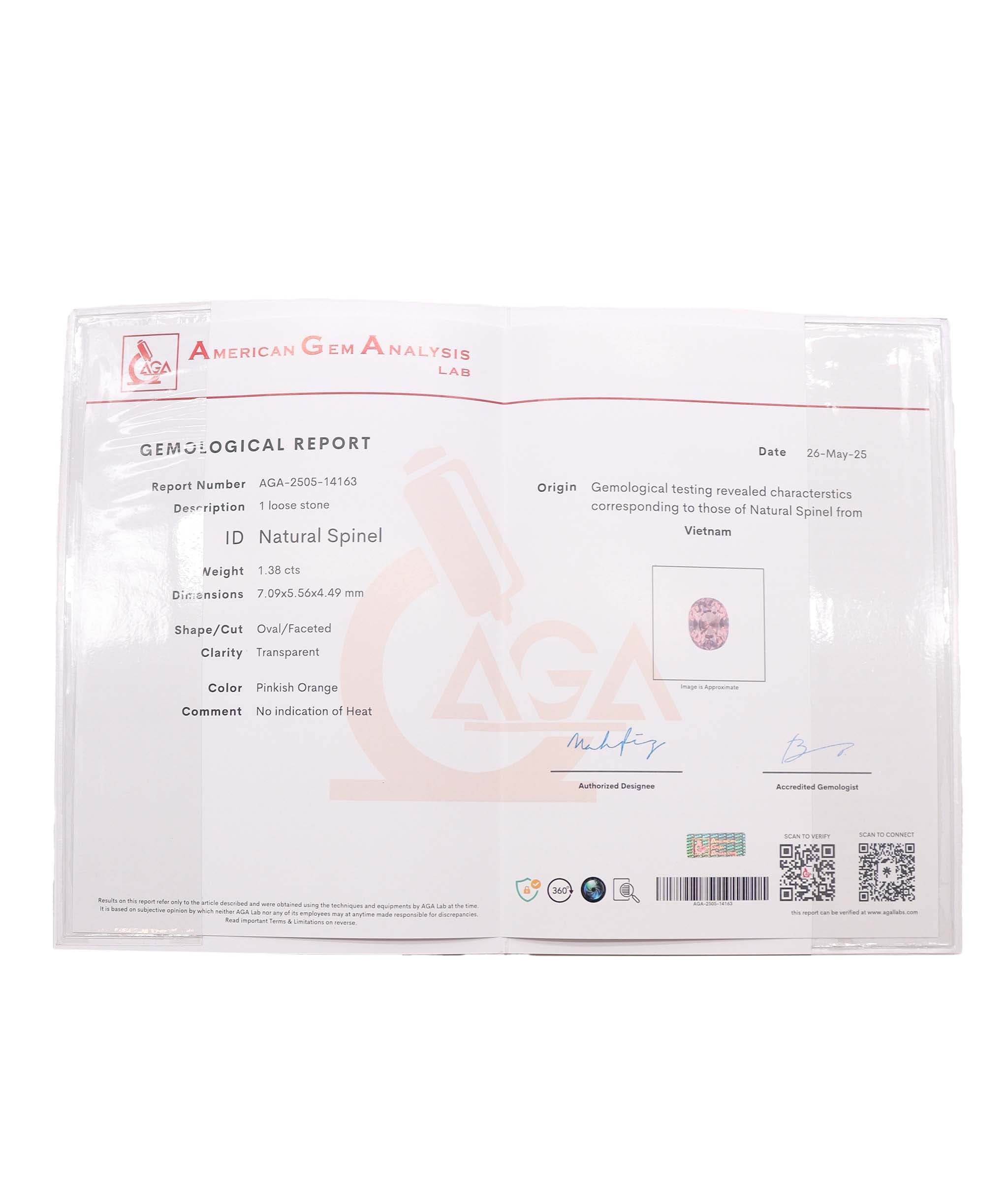 Luxury Promise 1.38cts pinkish orange spinel RDC0728