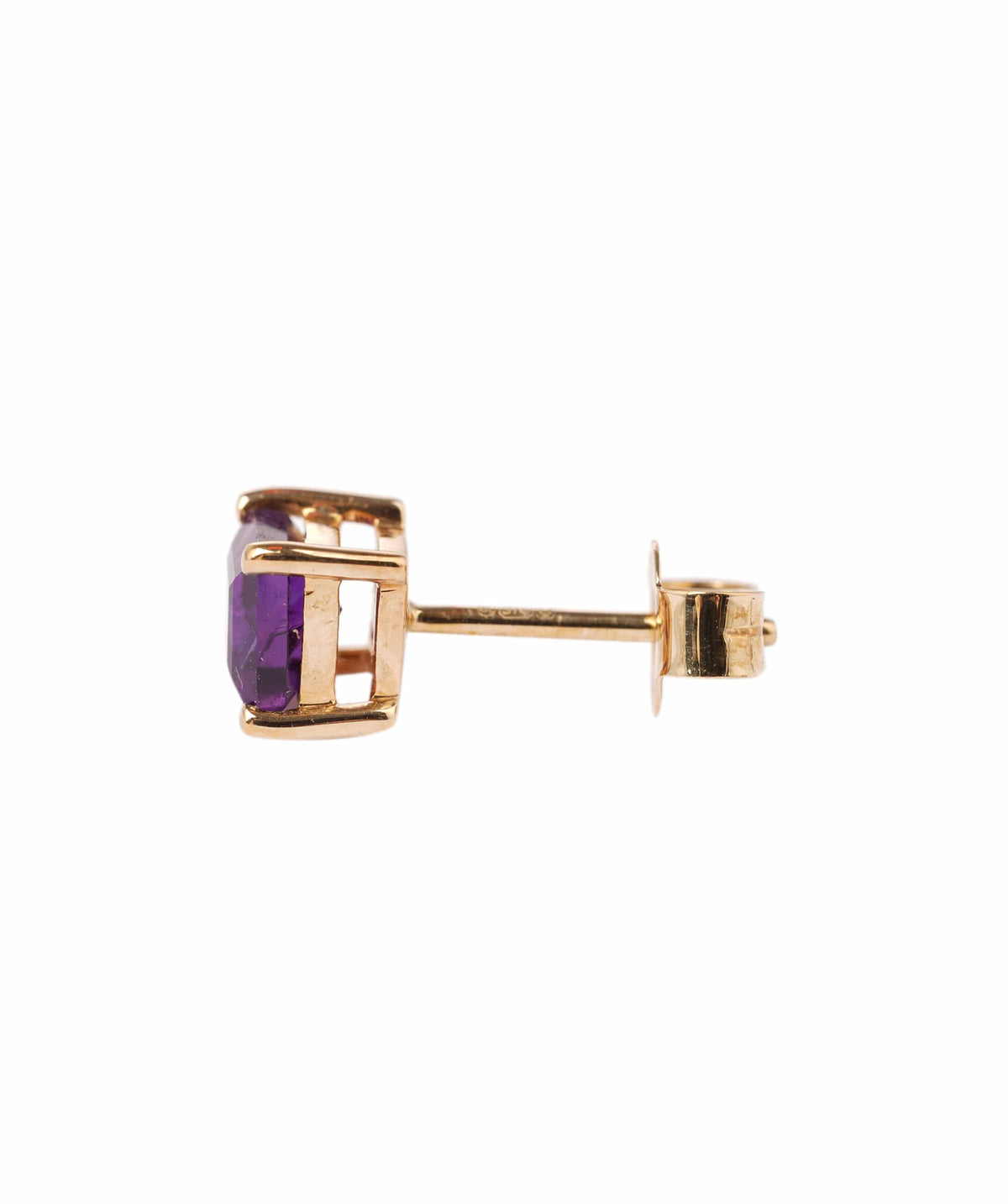 Luxury Promise 1.3ct Amethyst 9K Yellow Gold Push & Post Earrings - 1.3g ANC2046