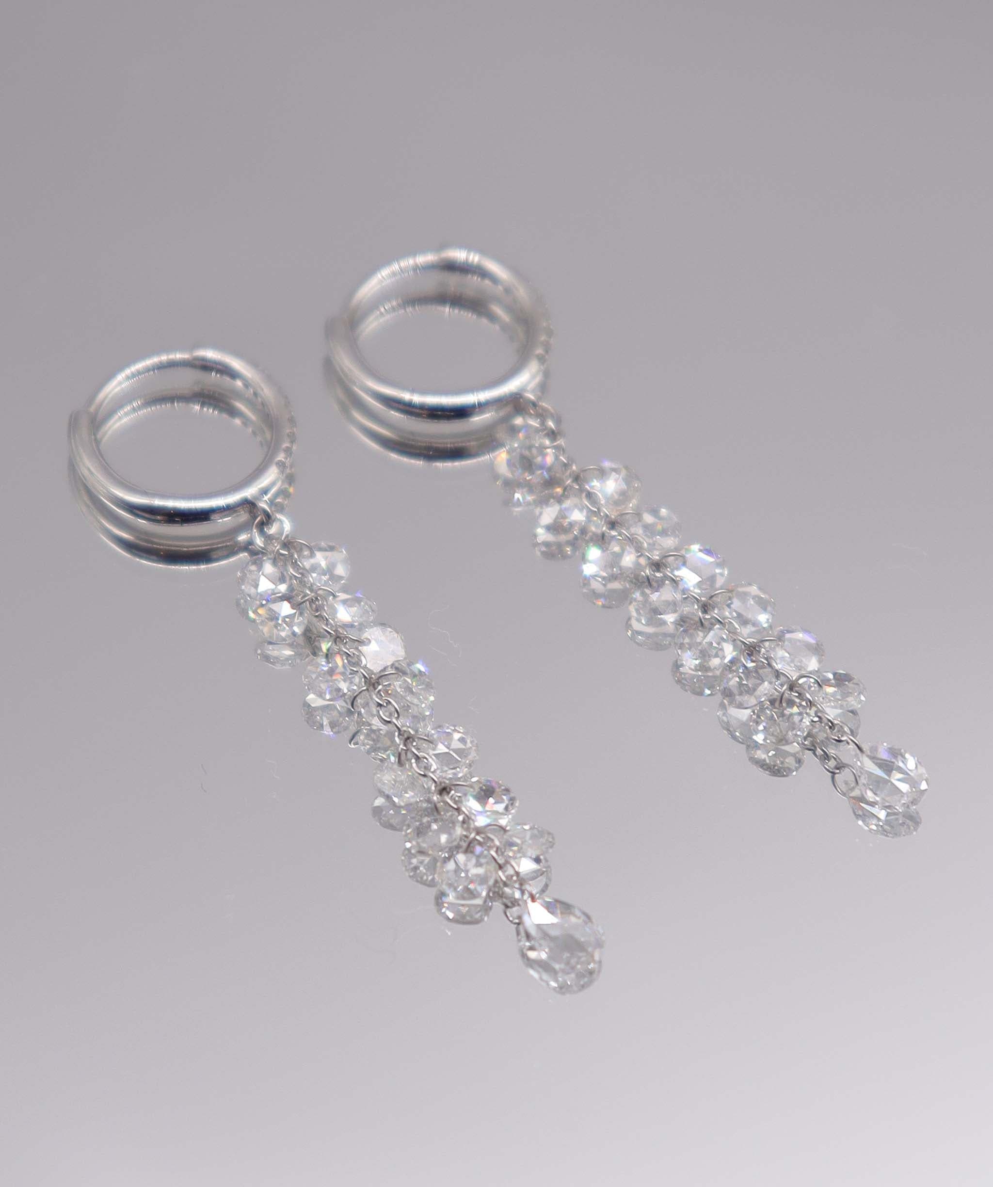 Luxury Promise 1.43CT White Rosecut Small Diamonds EARRINGS E7941