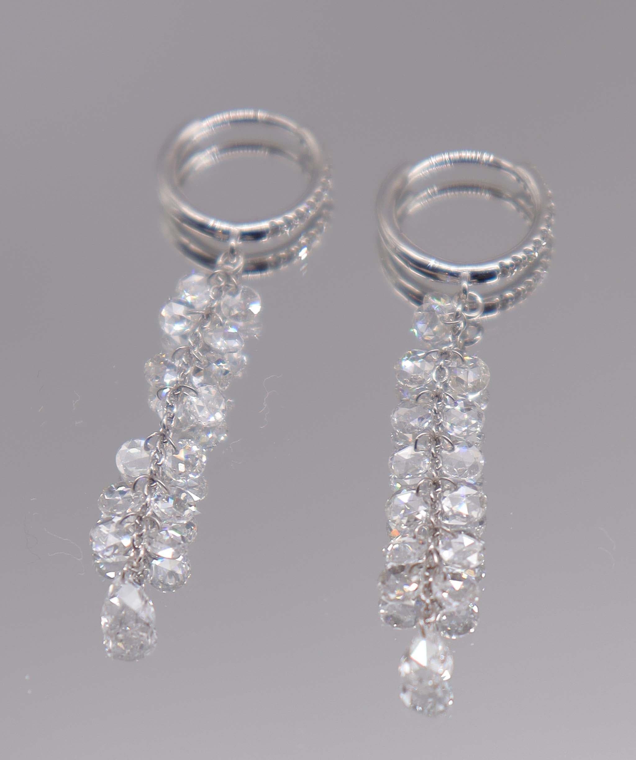 Luxury Promise 1.43CT White Rosecut Small Diamonds EARRINGS E7941