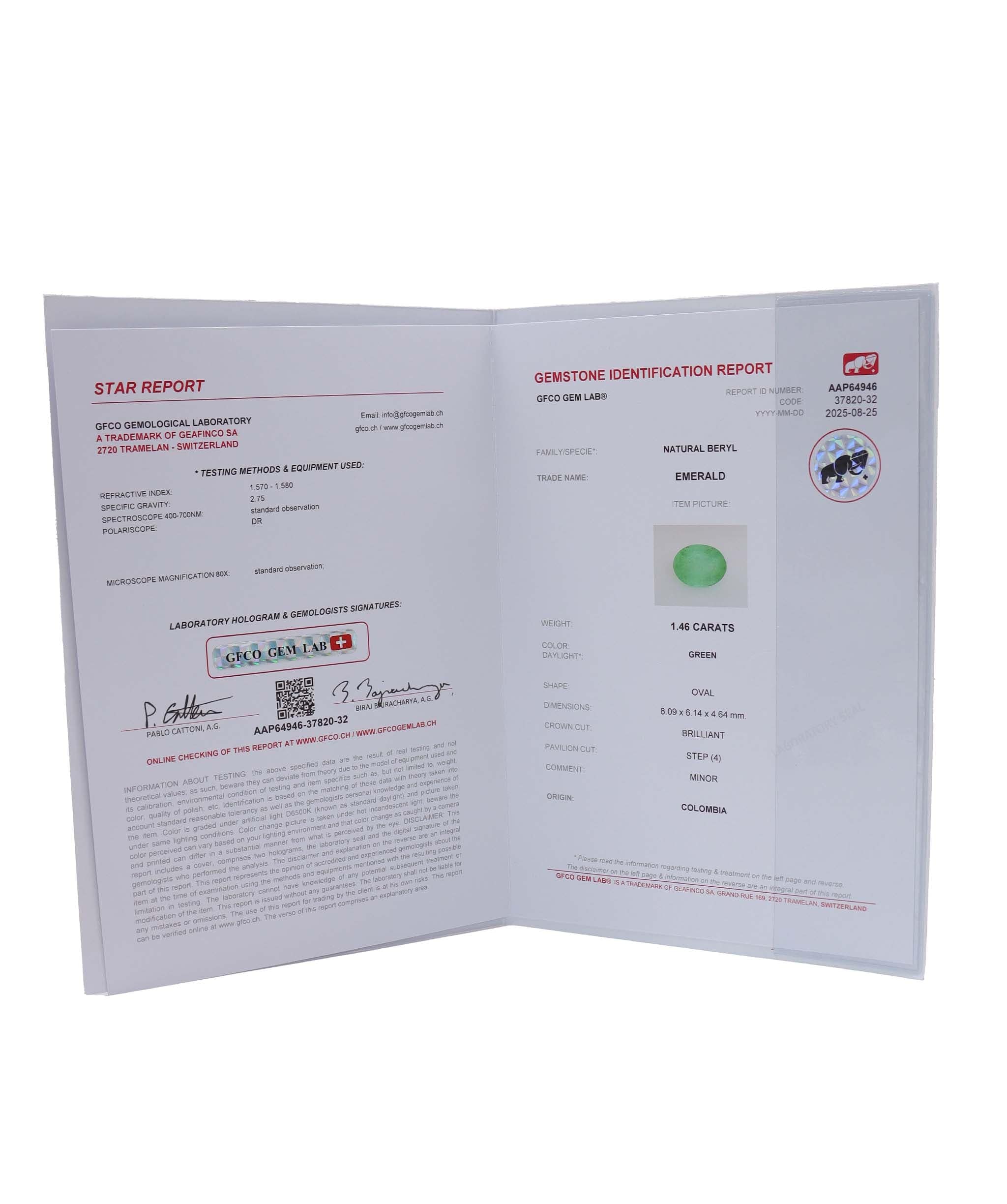 Luxury Promise 1.46ct Columbian Emeralds DXBCS0022