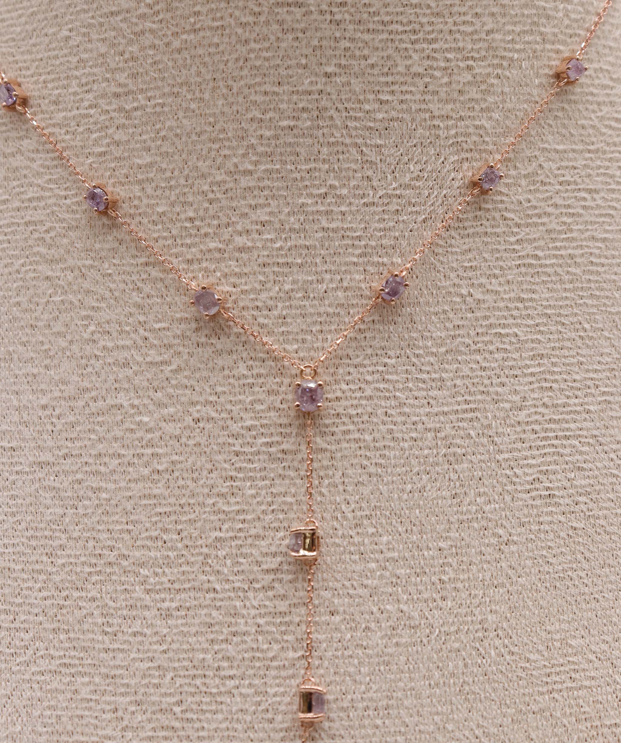 Luxury Promise 1.49ct Pink Diamond RG Lariat Necklace DXBS5619