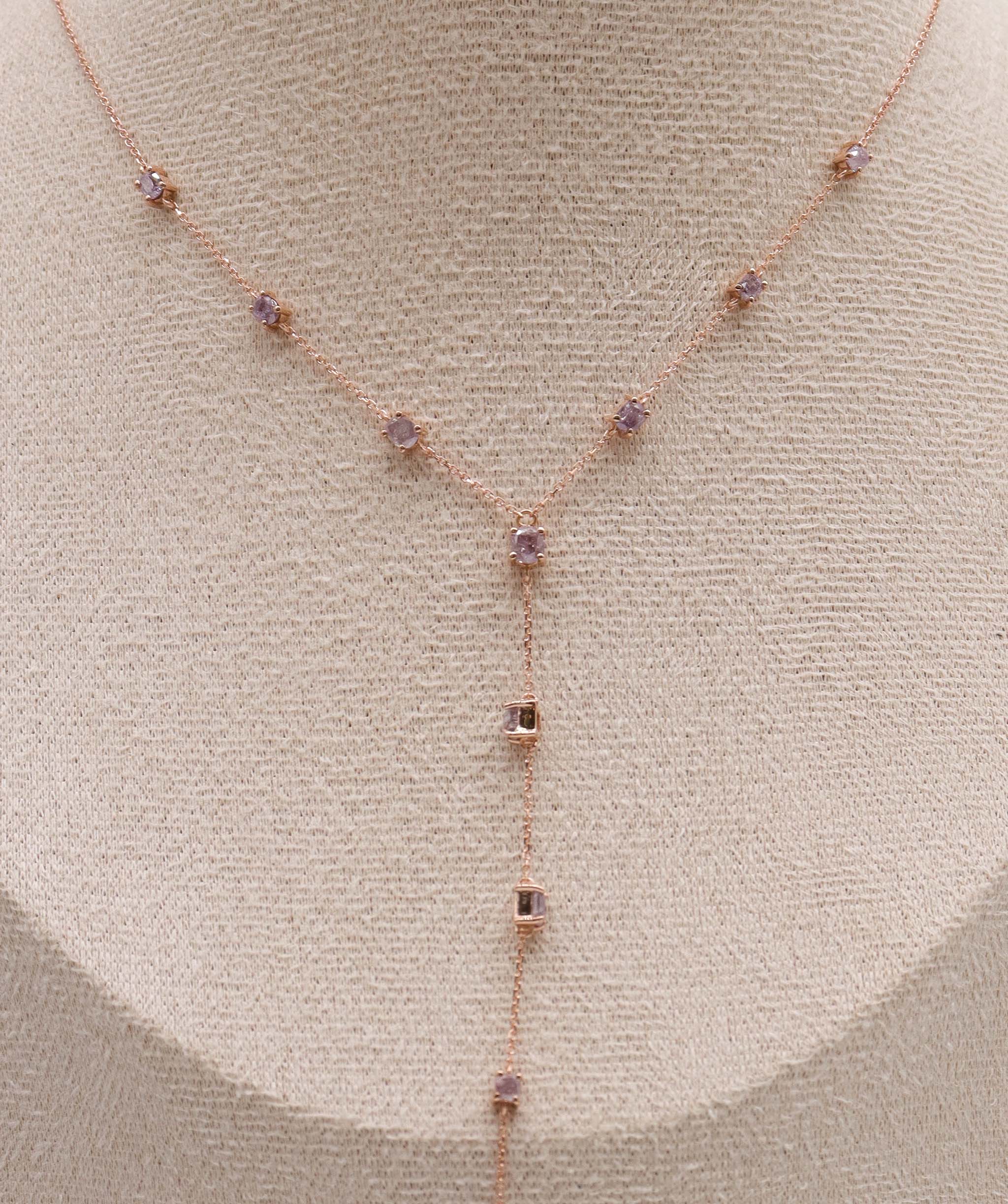 Luxury Promise 1.49ct Pink Diamond RG Lariat Necklace DXBS5619