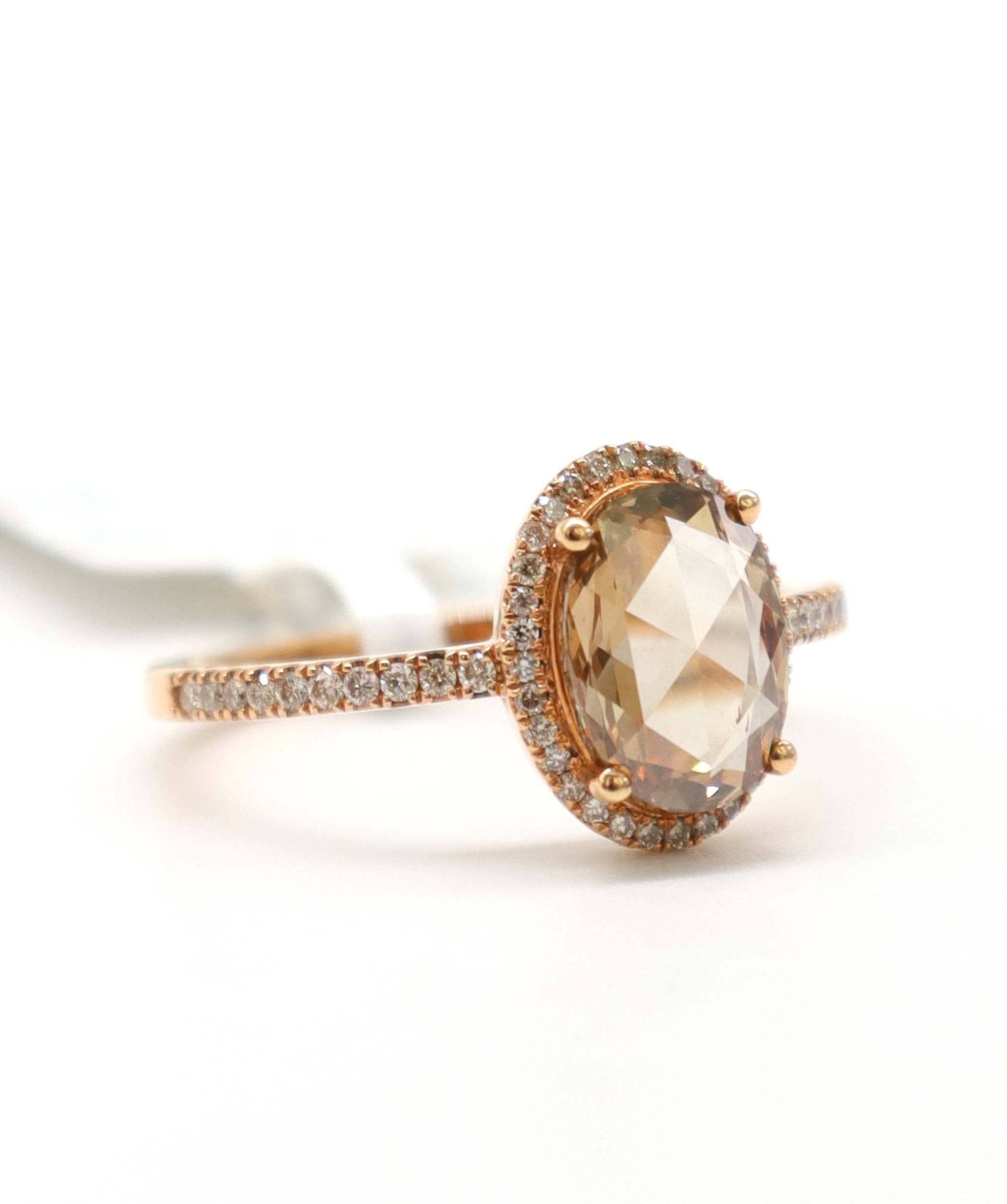 Luxury Promise 1.55CT BROWN ROSECUT SMALL DIAMONDS RING SIZE 54 YG R2844