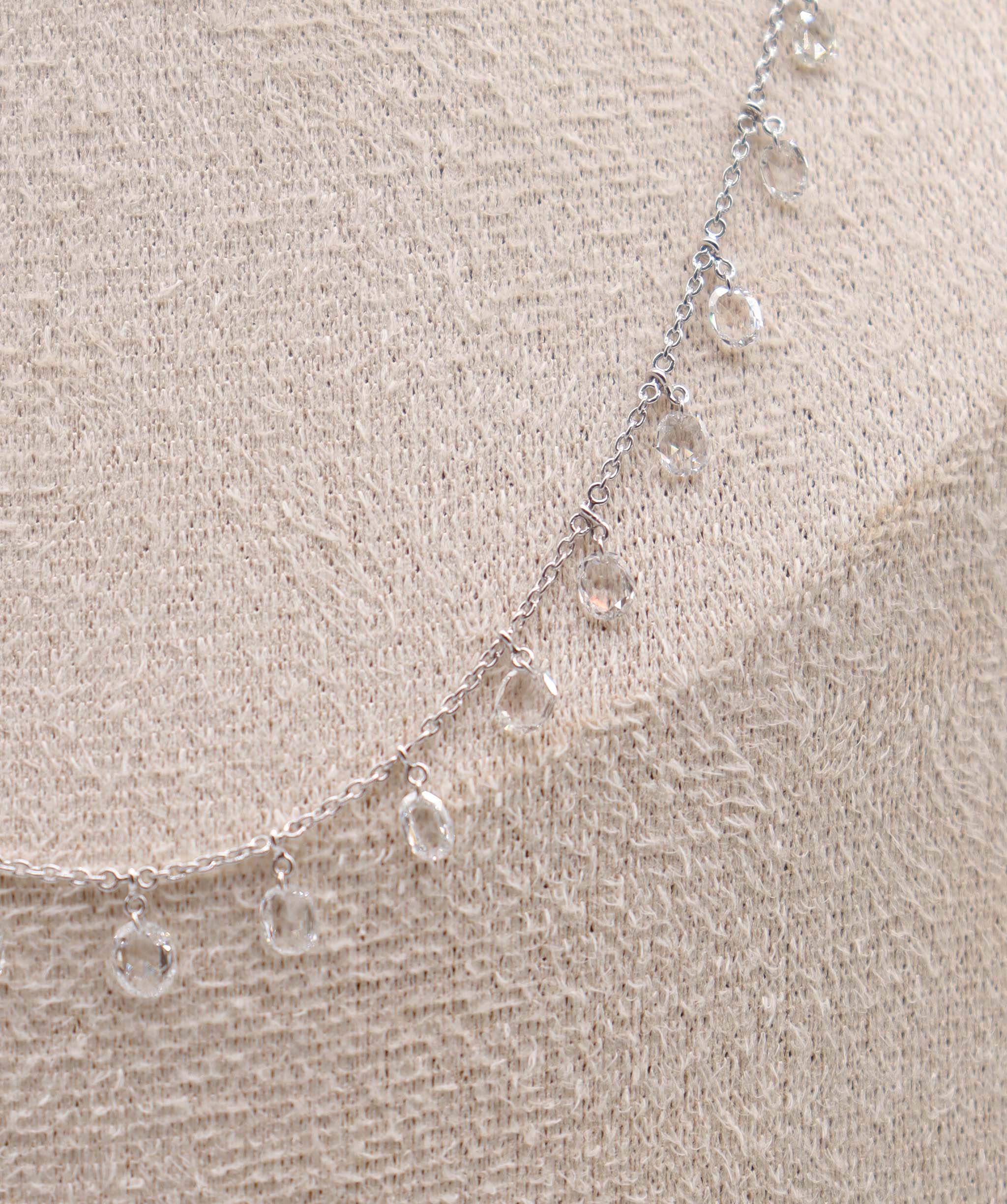Luxury Promise 1.55CT White Oval Rosecut  NECKLACE C12409