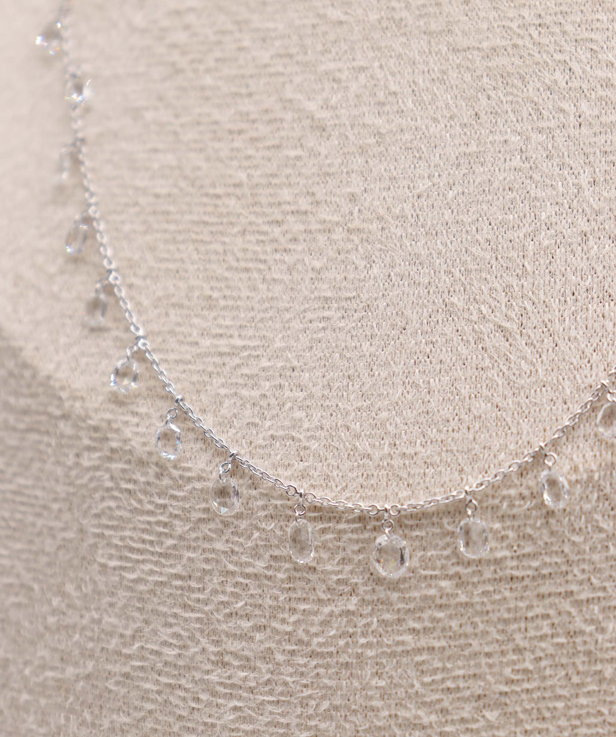 Luxury Promise 1.55CT White Oval Rosecut  NECKLACE C12409